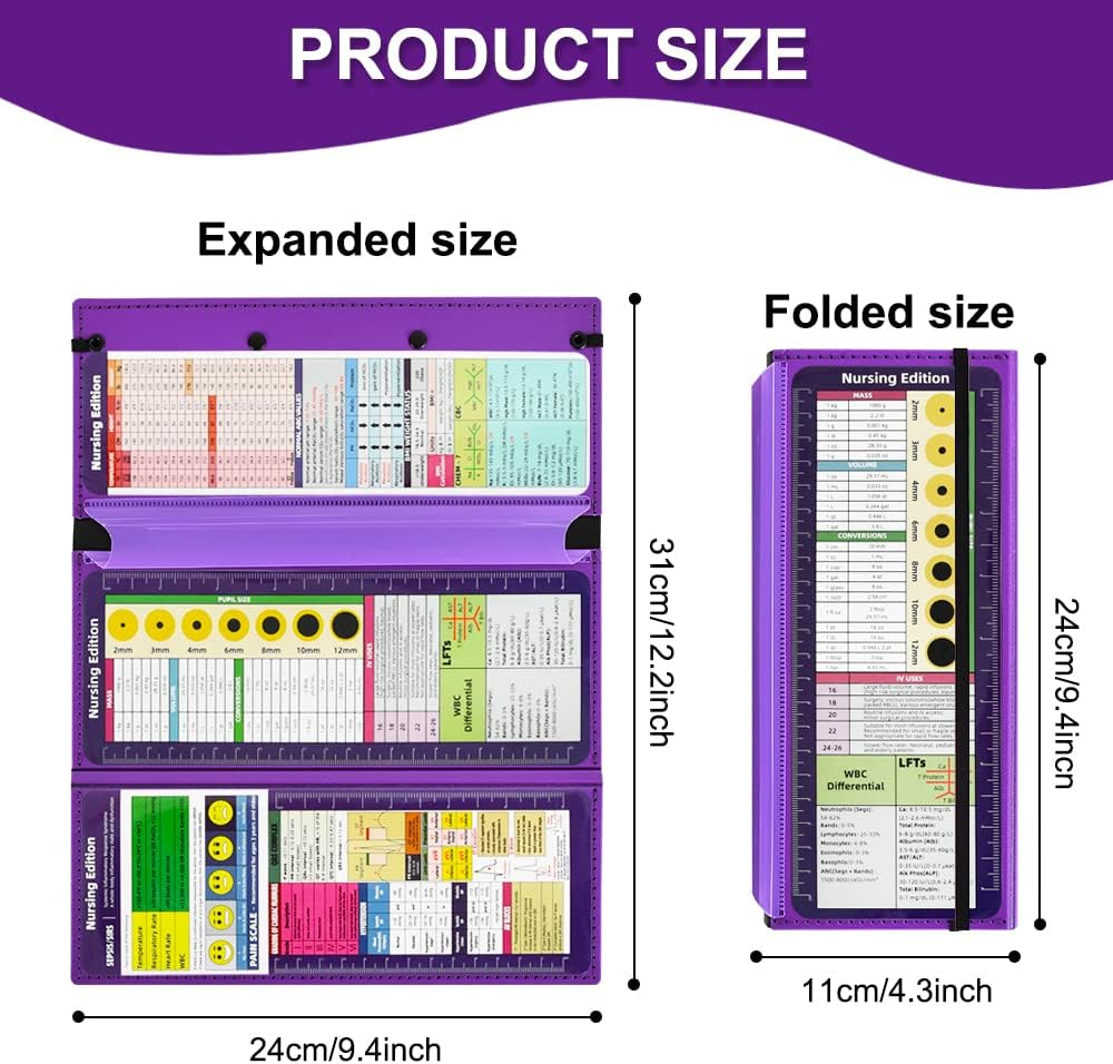Vuzvuv Foldable Nurse Clipboard, Purple, 12.2" X 9.4", 30 Sheet Capacity, Medical Edition Cheat Sheets image number 1