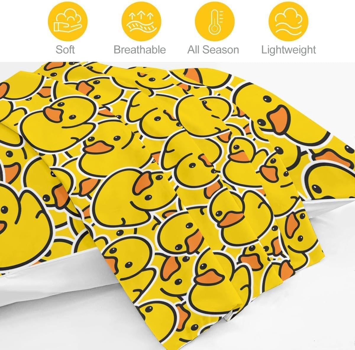 Blessliving Duck Bedding Yellow Rubber Duck Duvet Cover Sets for Kids 3 Pieces Cute Yellow Duckies Comforter Cover Set Cartoon Duck Gifts for Duck Lovers (Single) image number 2