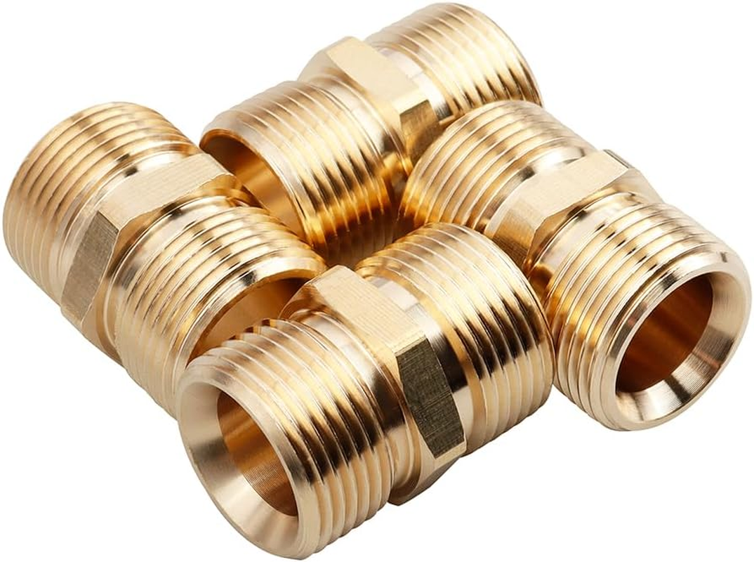 Yakamoz 4 Pieces Pressure Washer Hose Adapter, 3/4" NPT Male Brass Nipples, Brass Pipe Adapter Fittings for Extending and Connecting Pipes image number 2