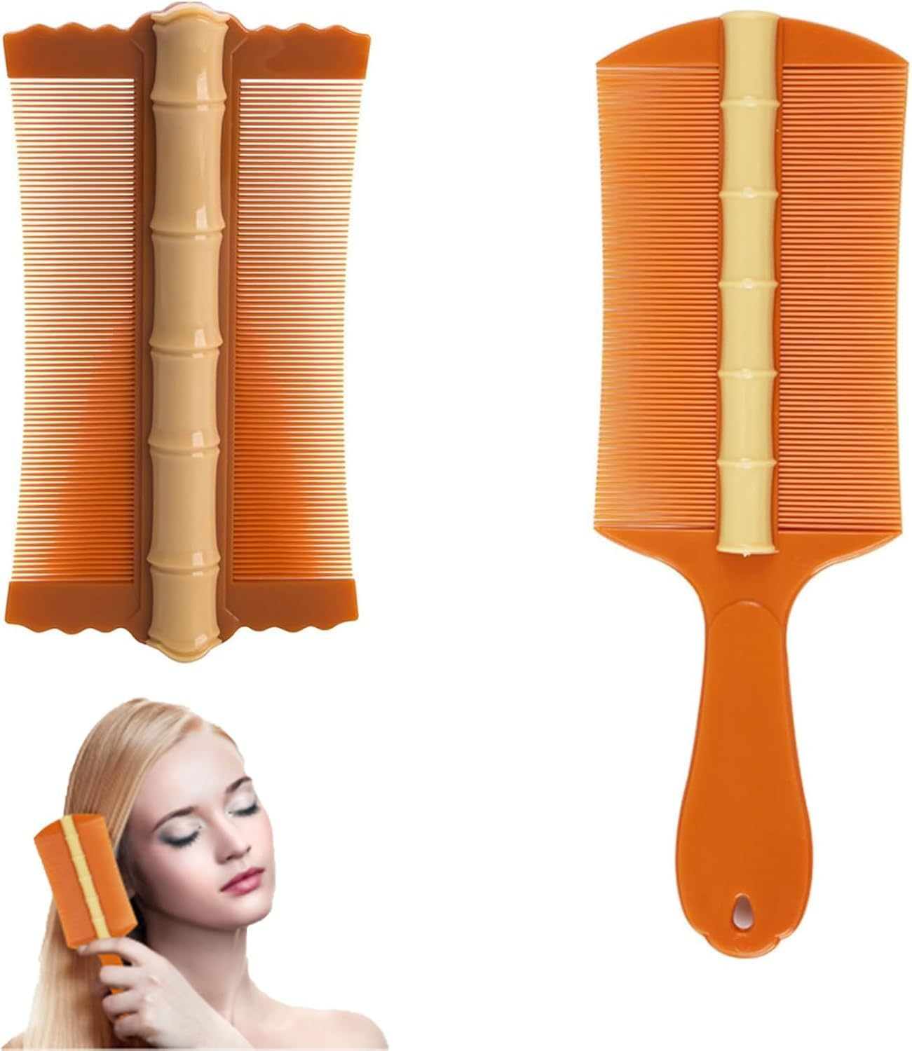 SHUNYUNG Double Sided Psoriasis Comb, 2Pcs Double Sided Fine Teeth Lice Dandruff Remover Combs, Lice Psoriasis Fine Tooth Comb, Double-Sided Lice Fine Teeth Psoriasis Comb image number 2