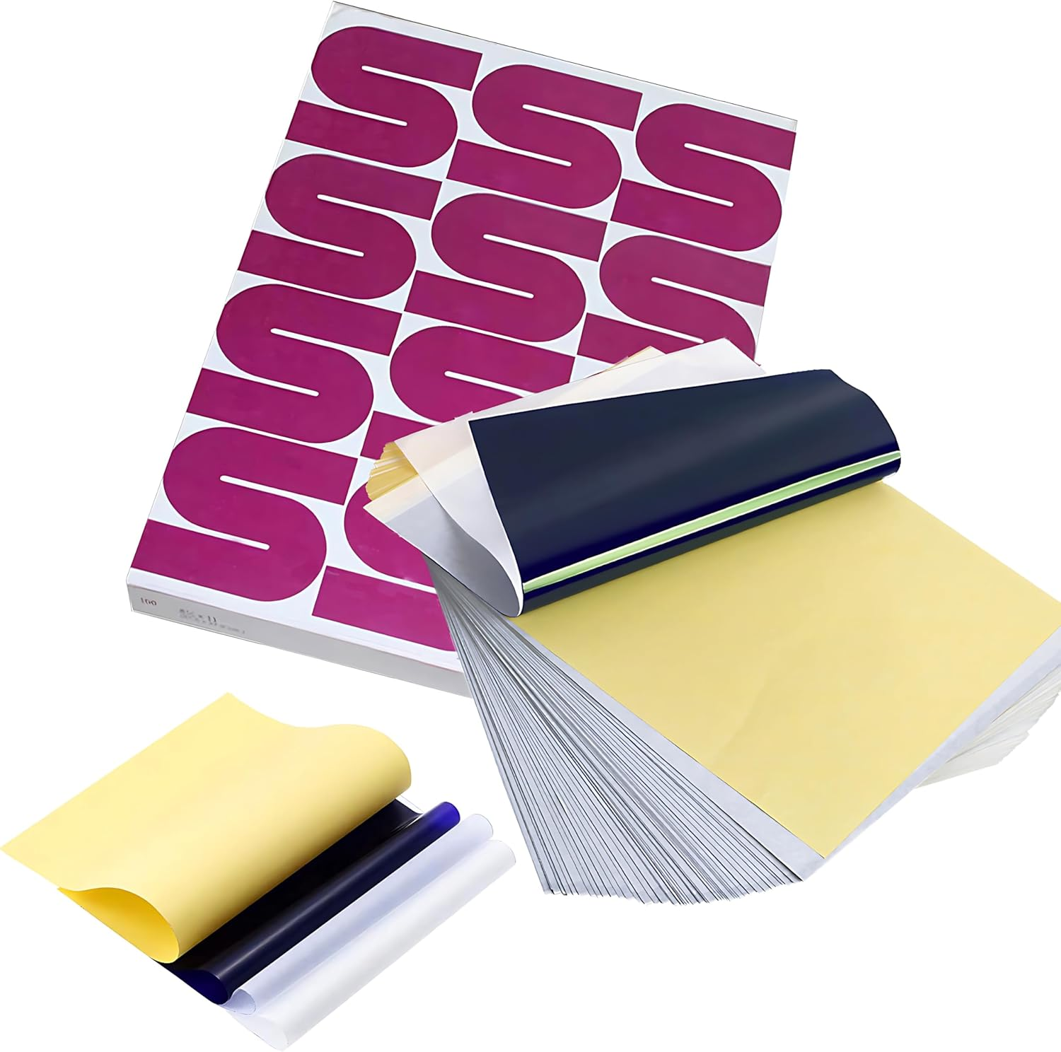 Blank Tattoo Skin Practice, 8Pcs Eyebrow Tattoo Skin Practice,Tattooing Skins Microblading Eyebrow Practice Skin for Tattoo Supplies,Tattoo Kit,For Beginners and Experienced Tattoo Artists (100 PCS Tattoo Stencil Paper) image number 6