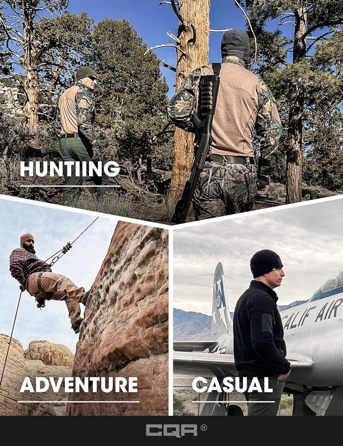 CQR Men'S Fleece Tactical Beanie, Lightweight Army Military Skull Cap, Soft Warm Winter Hat with Small Pocket