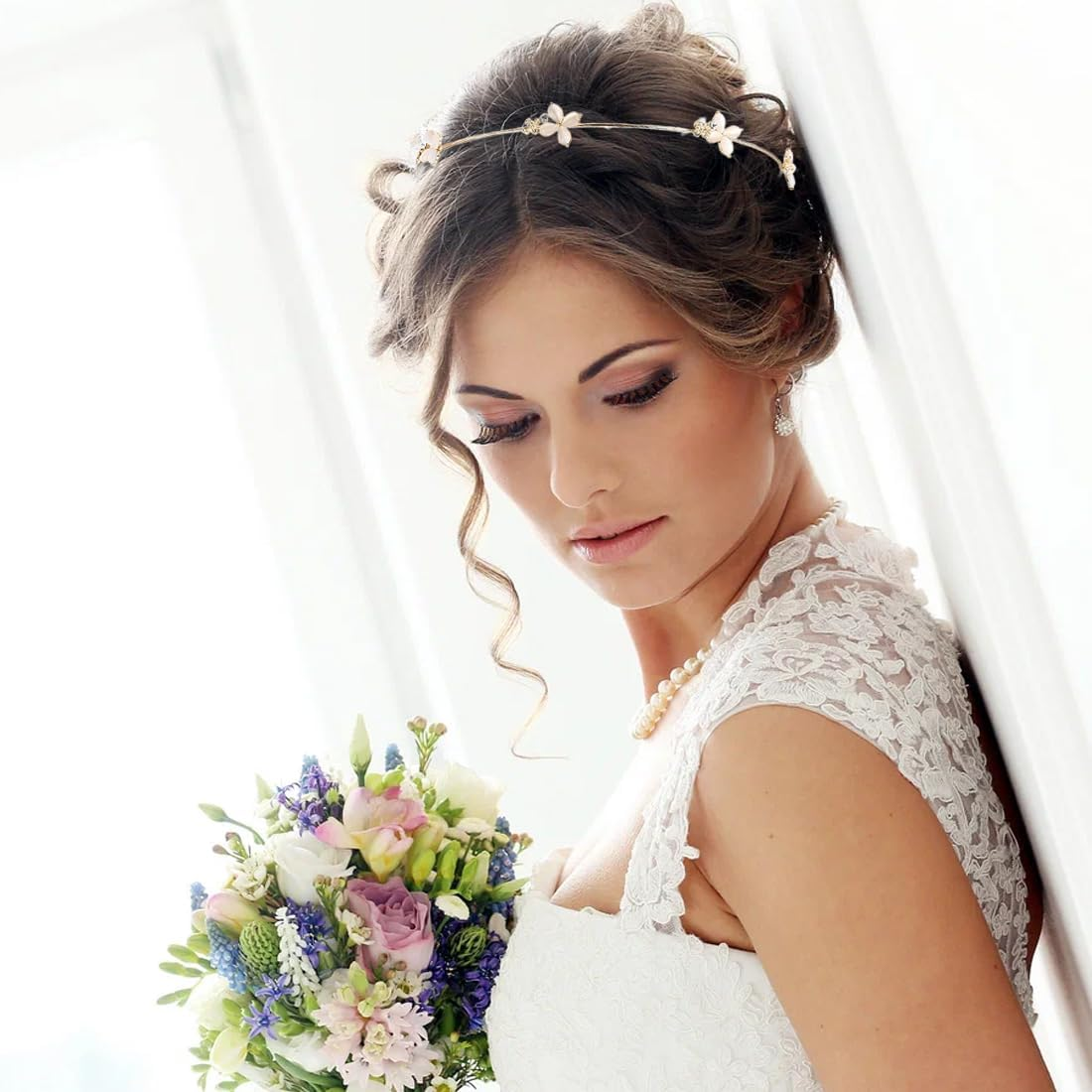 ZORVUJI Hair Accessories Gold Girls Communion Flowers Headband Filigree Wedding Bridal Women'S Headpiece Festive