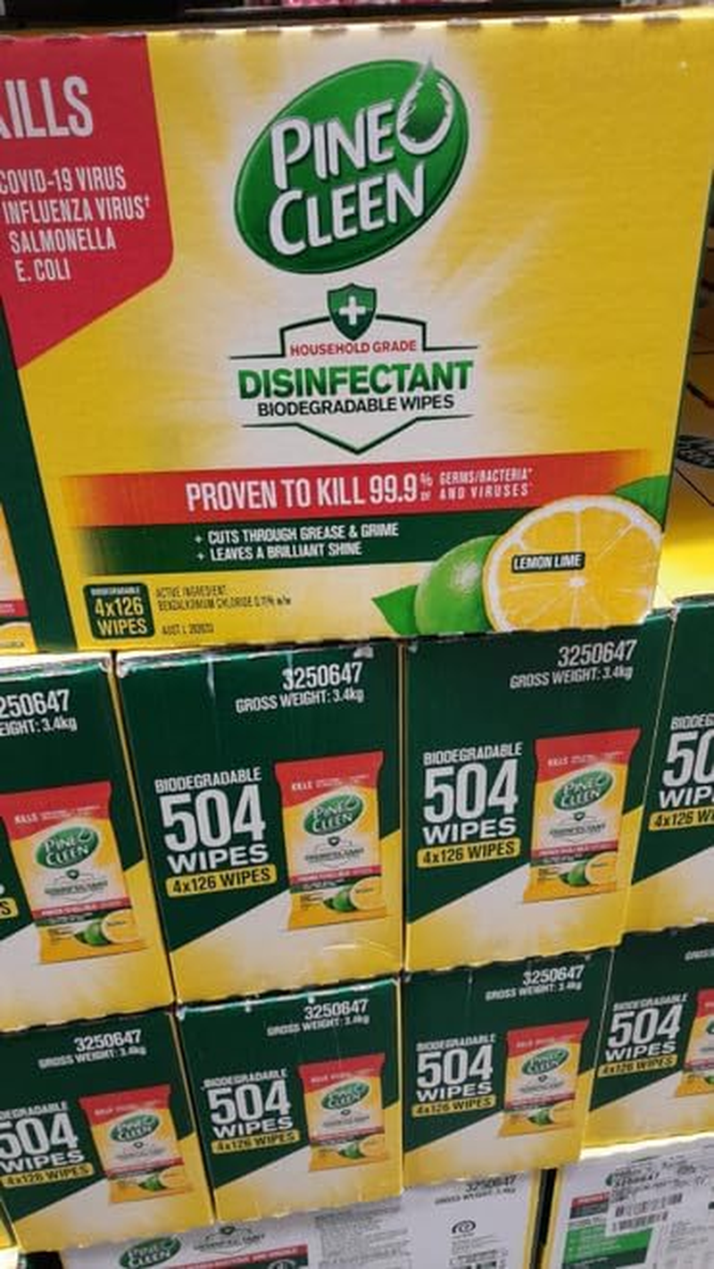 Pine O Cleen Disinfectant Biodegradable Multipurpose Wipes, Lemon Lime, 504 Wipes