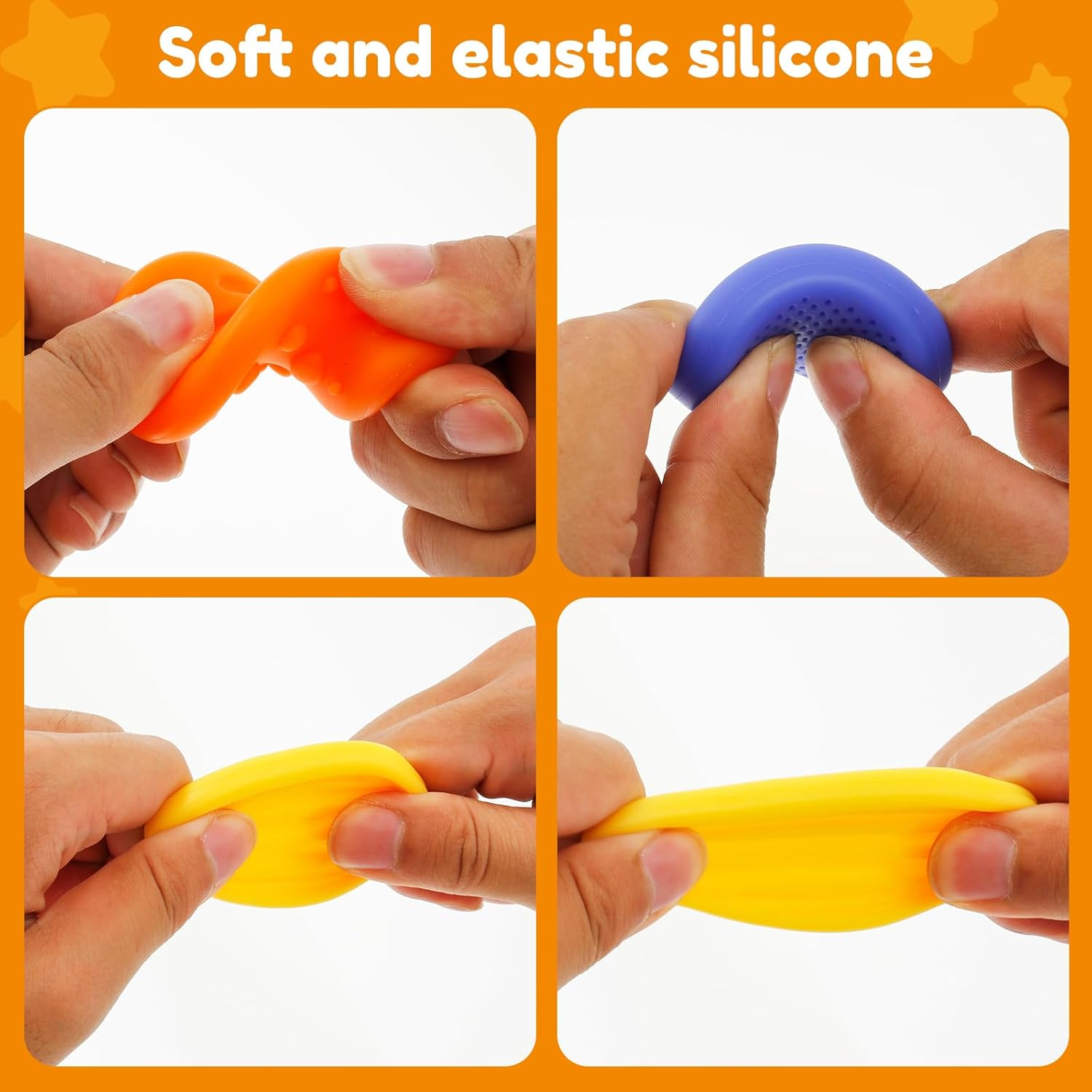 6/18Pcs Silicone Stone Toy,Anxiety Relief Stones,Kid Sensory Stones,Textured Worry Stones,Bright Color Sensory Stones for Students Anxiety Relief (18 PCS) image number 6