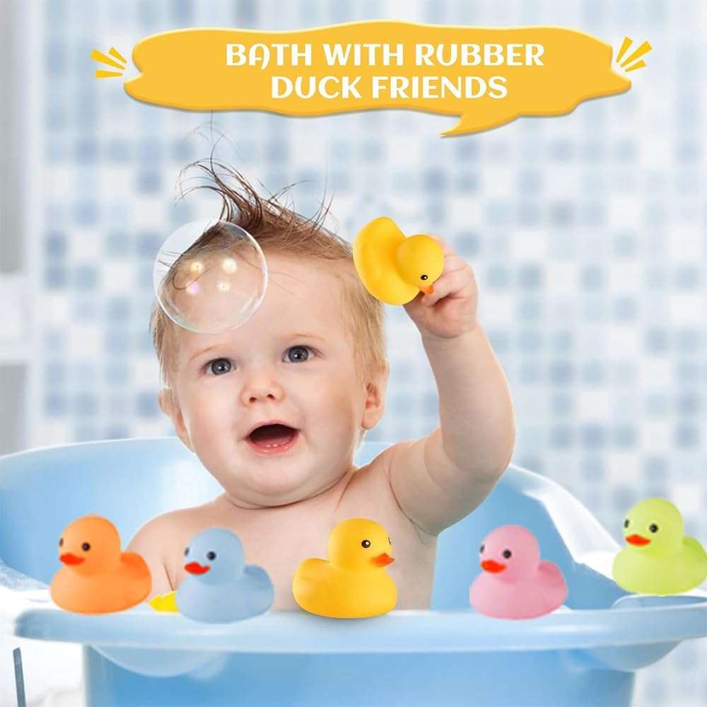 Bath Duck Toys 30 PCS Mini Rubber Ducks Squeak and Float Duckies Baby Shower Toy Party Decoration for Toddlers Boys Girls (1.8''-30Pcs) image number 2