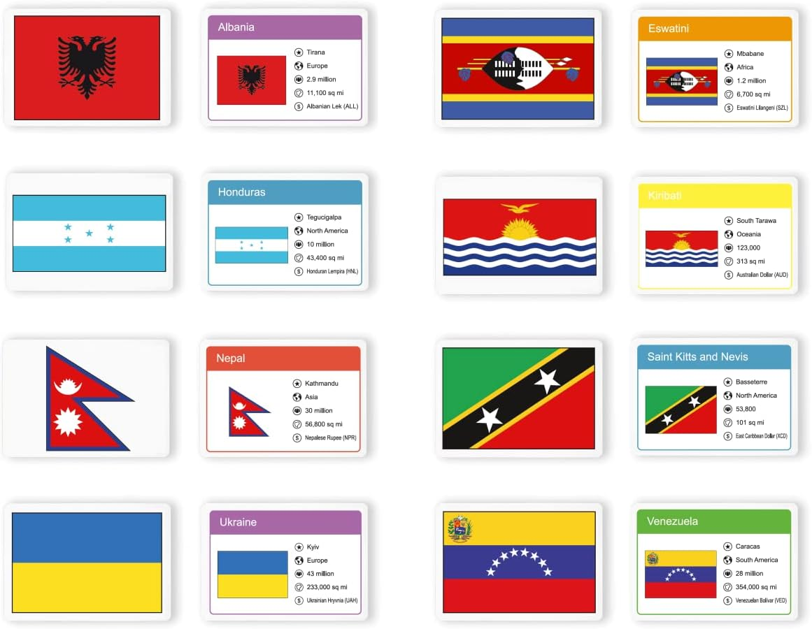 Little Wigwam Flags of the World Flash Cards - Set of 216 Flags + Country Information image number 1