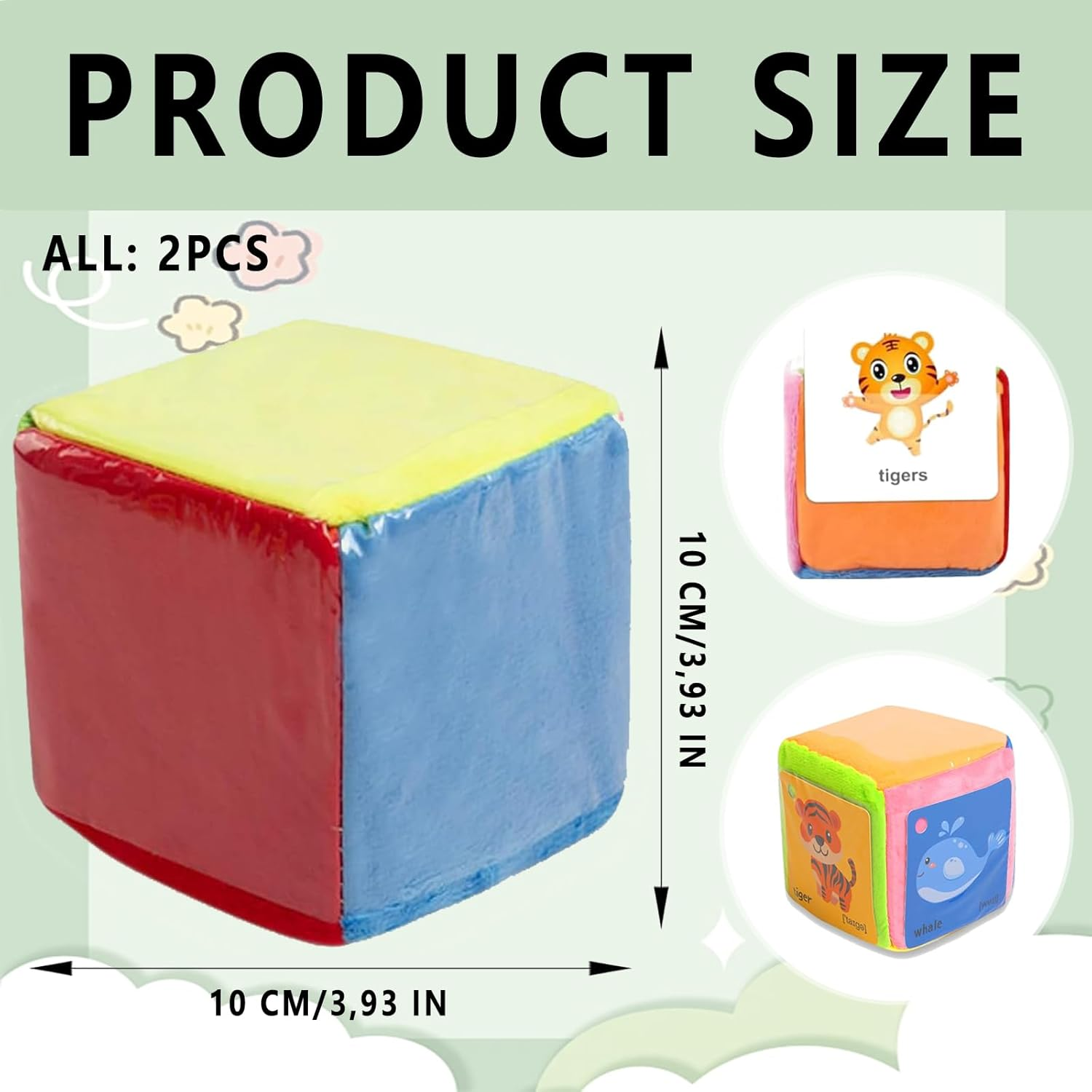 Wtpin Pack of 2 Pocket Cubes, Dice with Pockets for Nursery, Colourful Cube with Pocket Pockets, 10 Cm Pocket Cube, Large Colourful Cube, Children'S Learning Cube for Nursery (10 X 10 Cm) image number 2