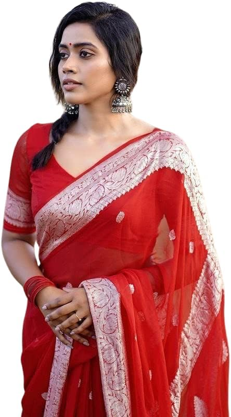C J Enterprise Women'S Pure Soft Cotton Silk Saree Kanjivaram Style with Blouse Piece for Wedding (Fatima) - Lavendor image number 7