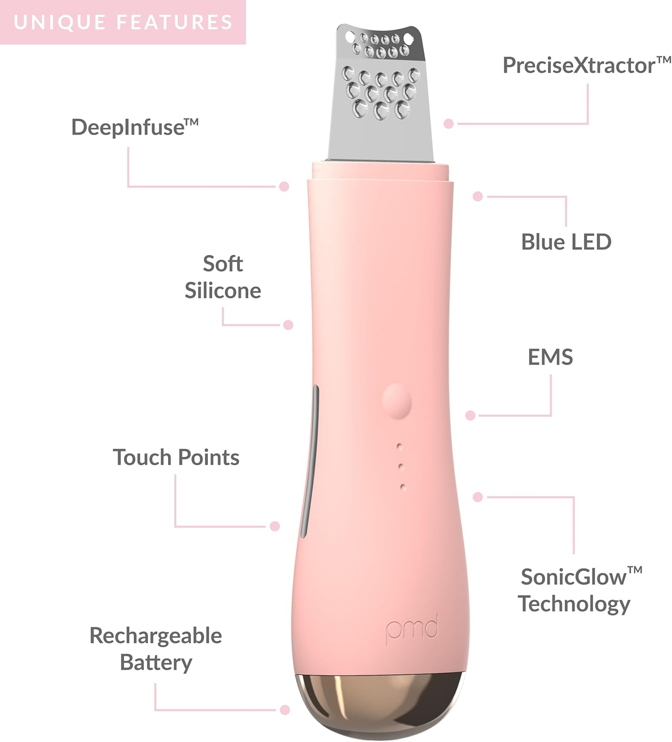 PMD Wave Pro - Professional-Grade Advanced Skin Spatula - Extract, Infuse, & Lift - Sonicglow Vibration Technology and EMS - Clear Pores, Blackheads, & Whiteheads image number 3