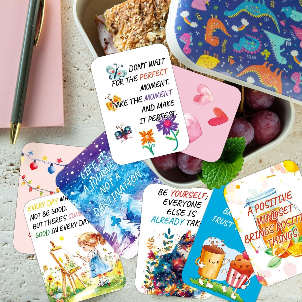 50 Unique Inspirational Cards,Motivational Kindness Mini Note Cards with Encouragement Quotes, Appreciation, Gratitude, Positive Affirmations Cards for Employees, Coworkers, and Kids image number 4