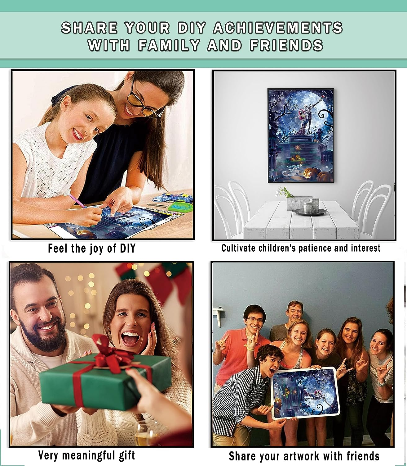 CAMOYAI Halloween Diamond Painting for Adults - Horror Jack 5D DIY Full round Drill Diamond Art Kits, HD Canvas Painting Craft Gem Art for Home Wall Decor and Gifts 12 X 16 Inch image number 1