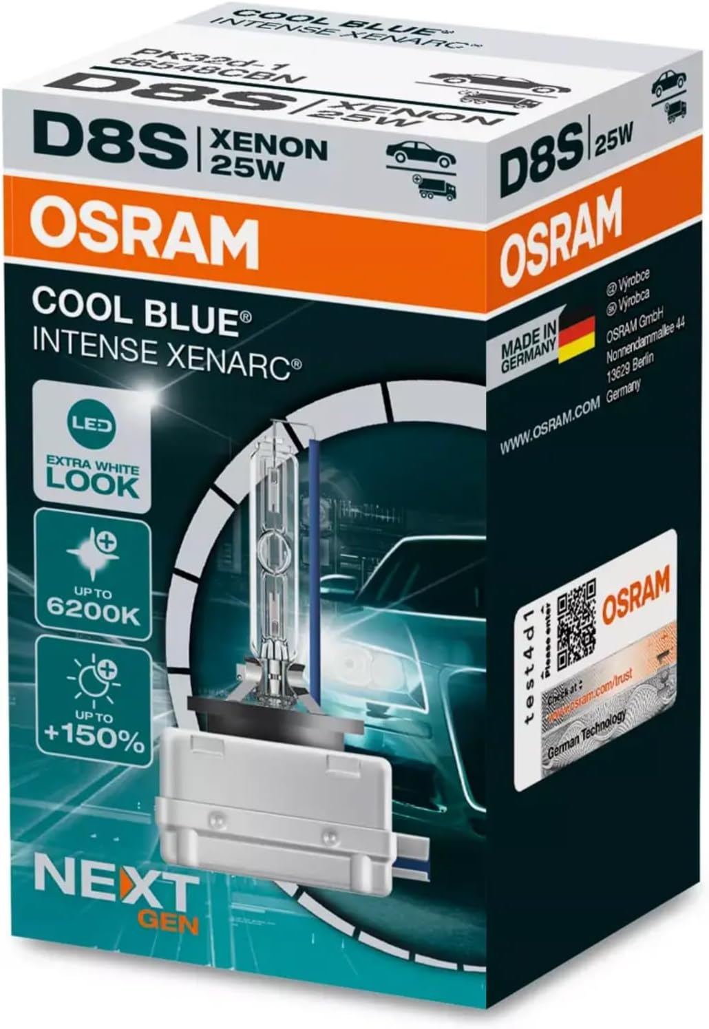 OSRAM Cool Blue&reg; Intense HIR2, +100% More Brightness, up to 5,000 K, Halogen Headlight Lamp, LED Look, Folding Box (1 Lamp) image number 2