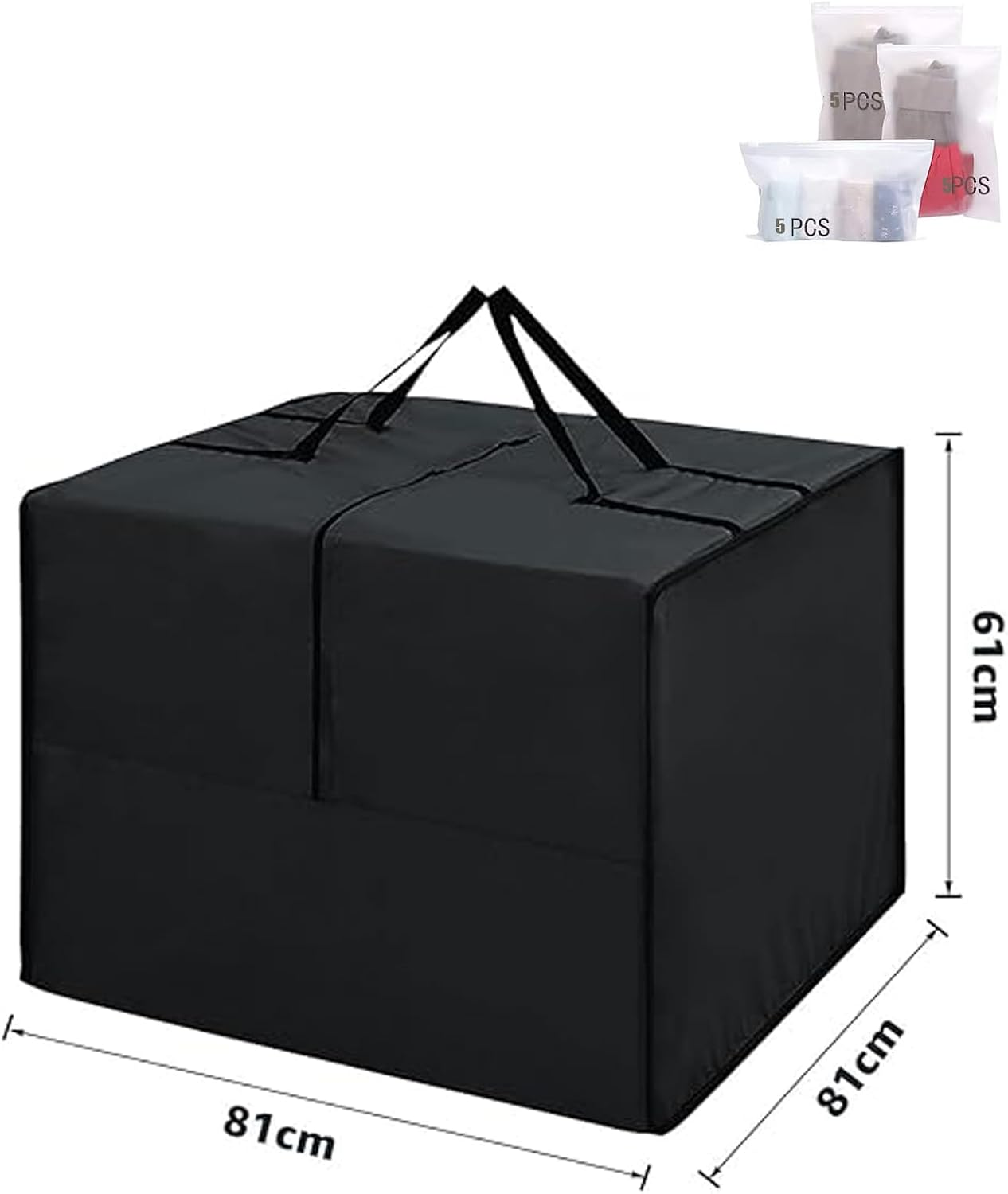 Outdoor Cushion Storage Bag, Patio Cushion Storage Bag with Zipper and Handle, Waterproof Outdoor Soft - Furnishing Storage for Soft - Furnishings, 210D Oxford Cloth Furniture, Bedding (Black) image number 2