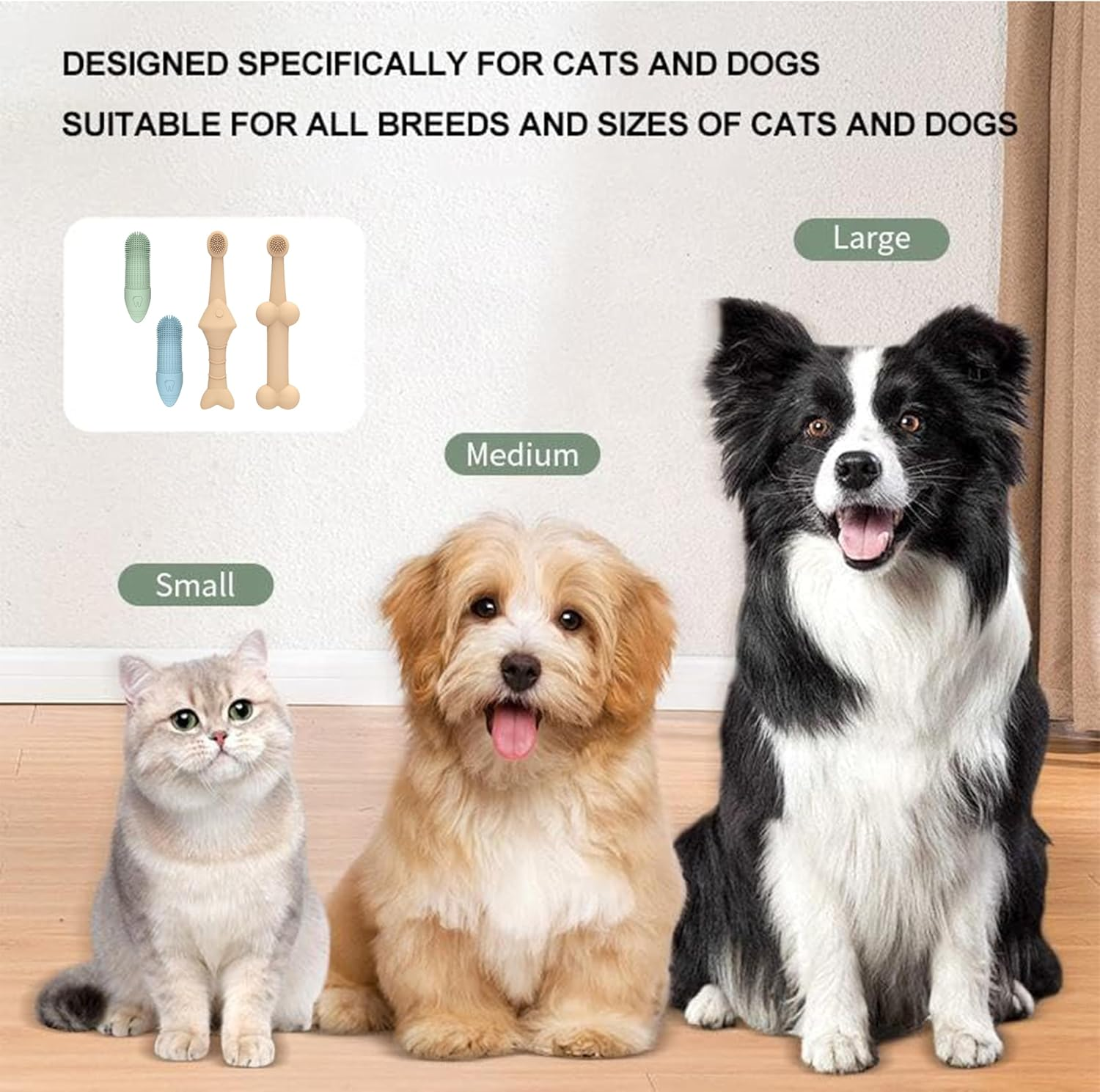 Pet Dental Care Kit, 4-Pack Silicone Finger Toothbrushes for Dogs and Cats, Ultra-Soft image number 2