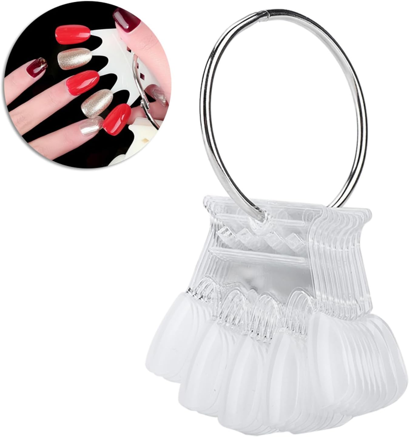 FILFEEL Nail Art Tips, 10 Pieces Nail Sticks Display Nail Polish Colour Display Card Practice Manicure Polish Gel Templates Show Tool (Transparent) image number 2