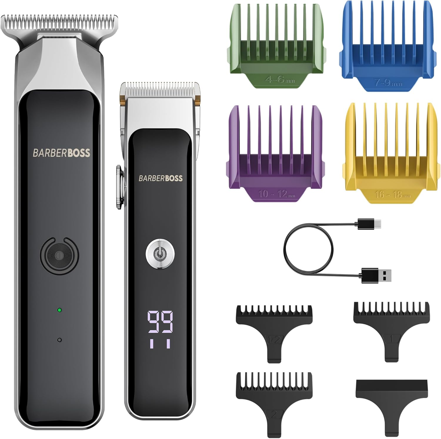 Barberboss Hair Clipper for Men, Cordless Beard Groomer with 7 Combs, Adjustable Length Dial, Dual Speed Settings, USB Charging & Ceramic Blades image number 4
