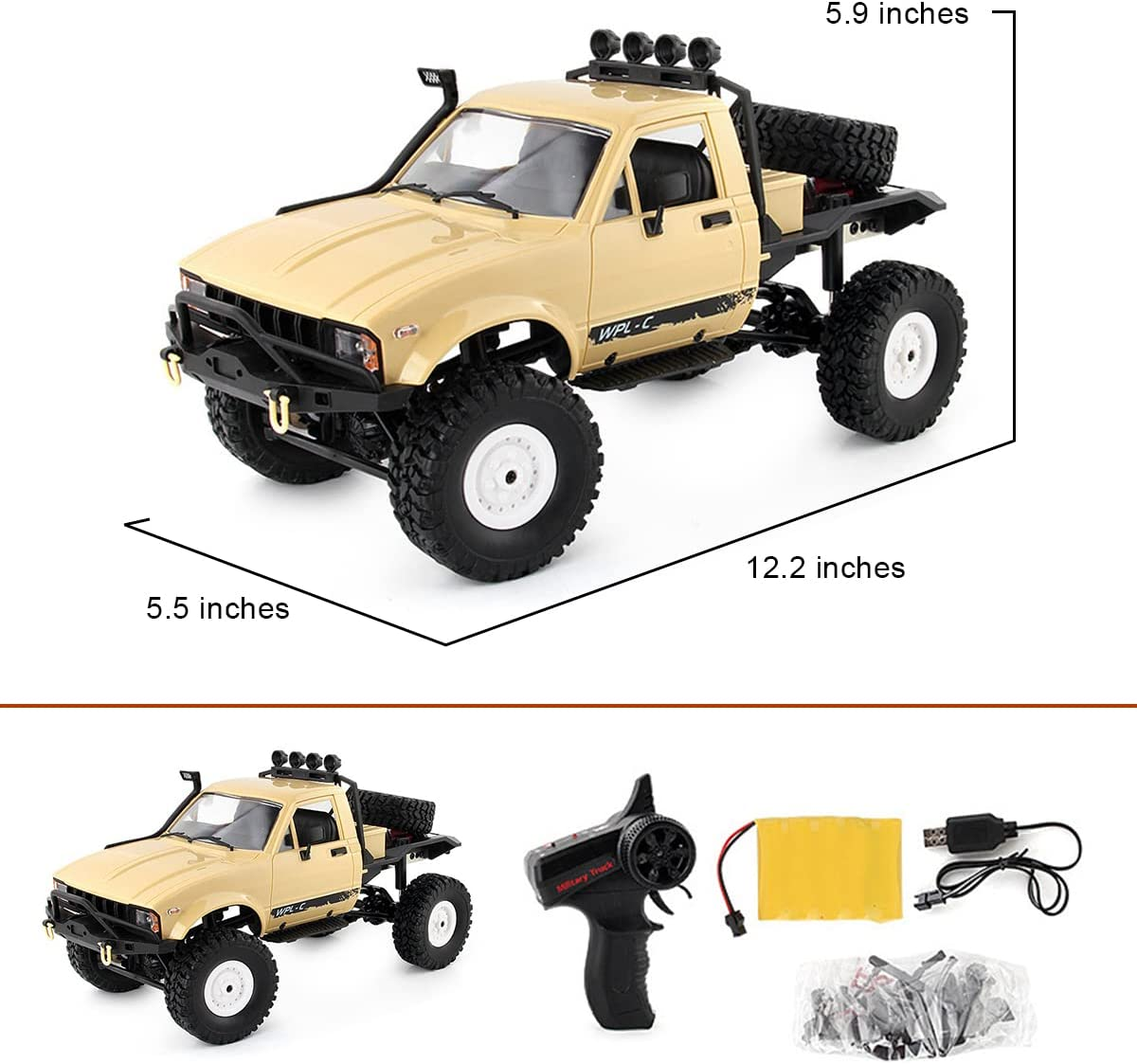 Mostop Remote Control Car Crawler 1/16 Scale Offroad RC Car Crawler for Kids, Throttle & Speed Control Full Scale Hobby Toy Remote Children Car image number 3