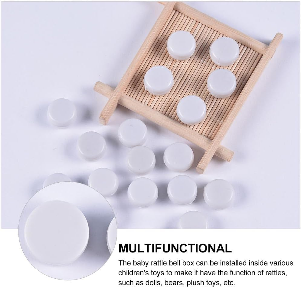 Ibasenice 100Pcs White Flat round Box Inserts 0.59 Inch Plastic Noise Makers for Baby Plush Toys Dolls and Pet Accessories for Handmade Repair image number 5