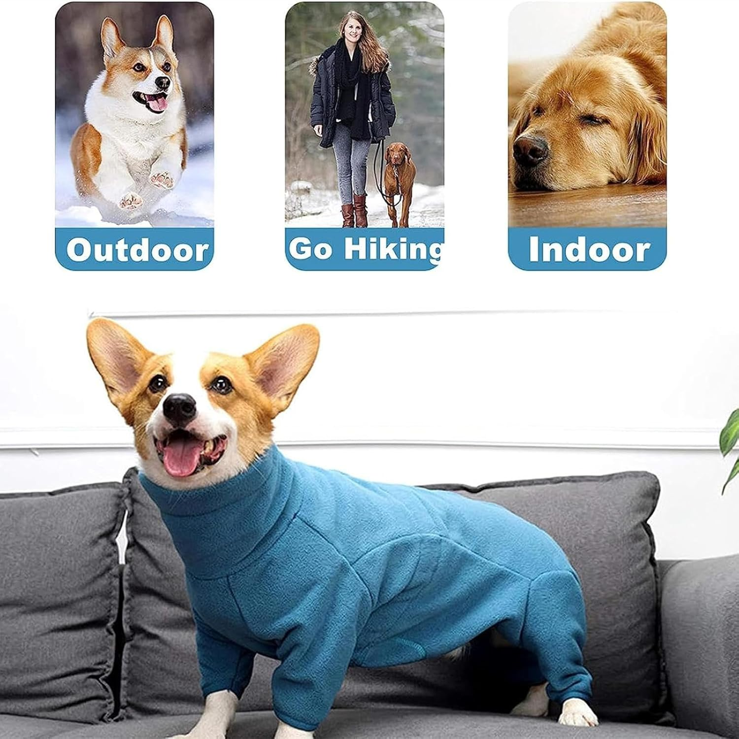 Dog Fleece Jacket - Warm Full Body Cozy Windproof High-Neck Winter Coat with Zipper for Small Dogs in Cold Weather S image number 5