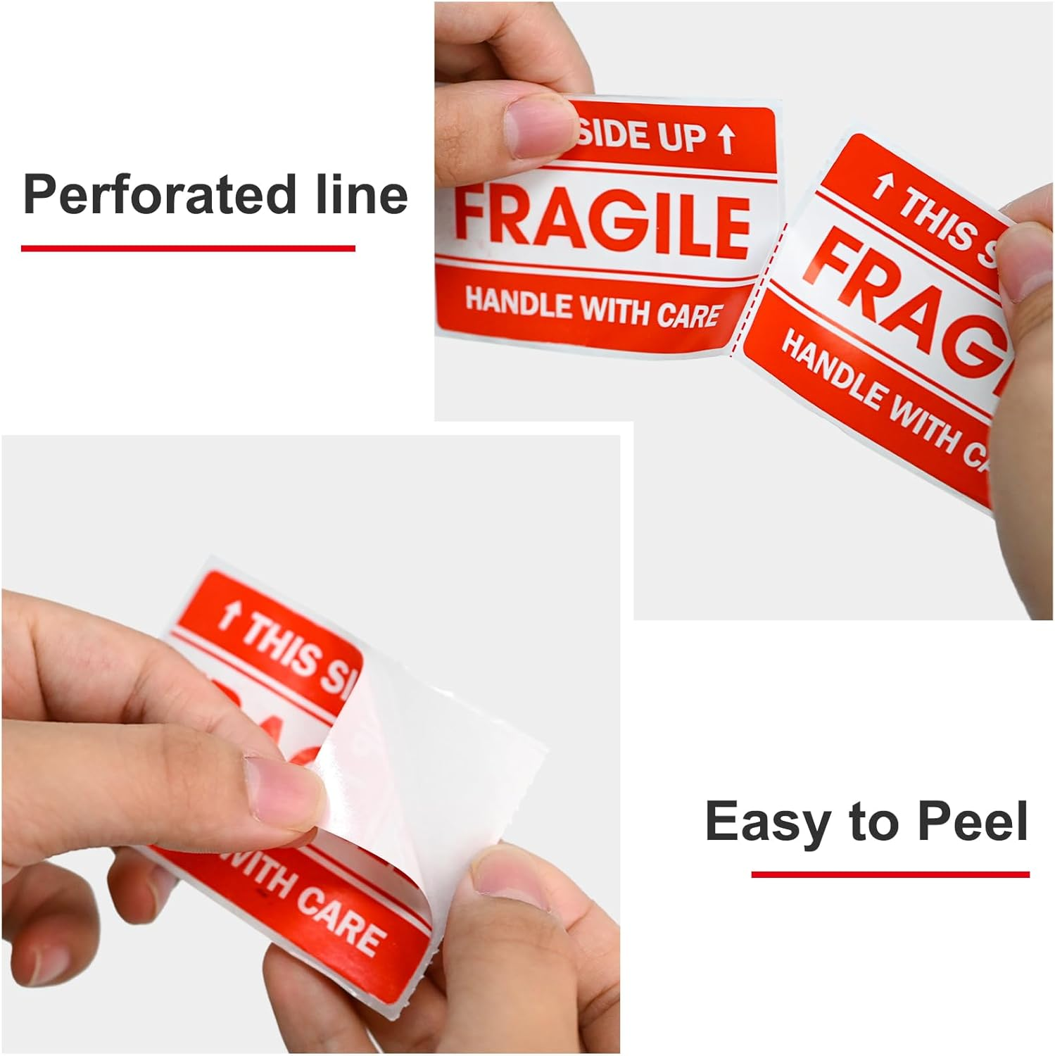 L LIKED 2"X 3" Fragile Stickers 500 Labels per Roll Strong Adhesive (Handle with Care,This Side Up) Labels for Shipping and Moving image number 1