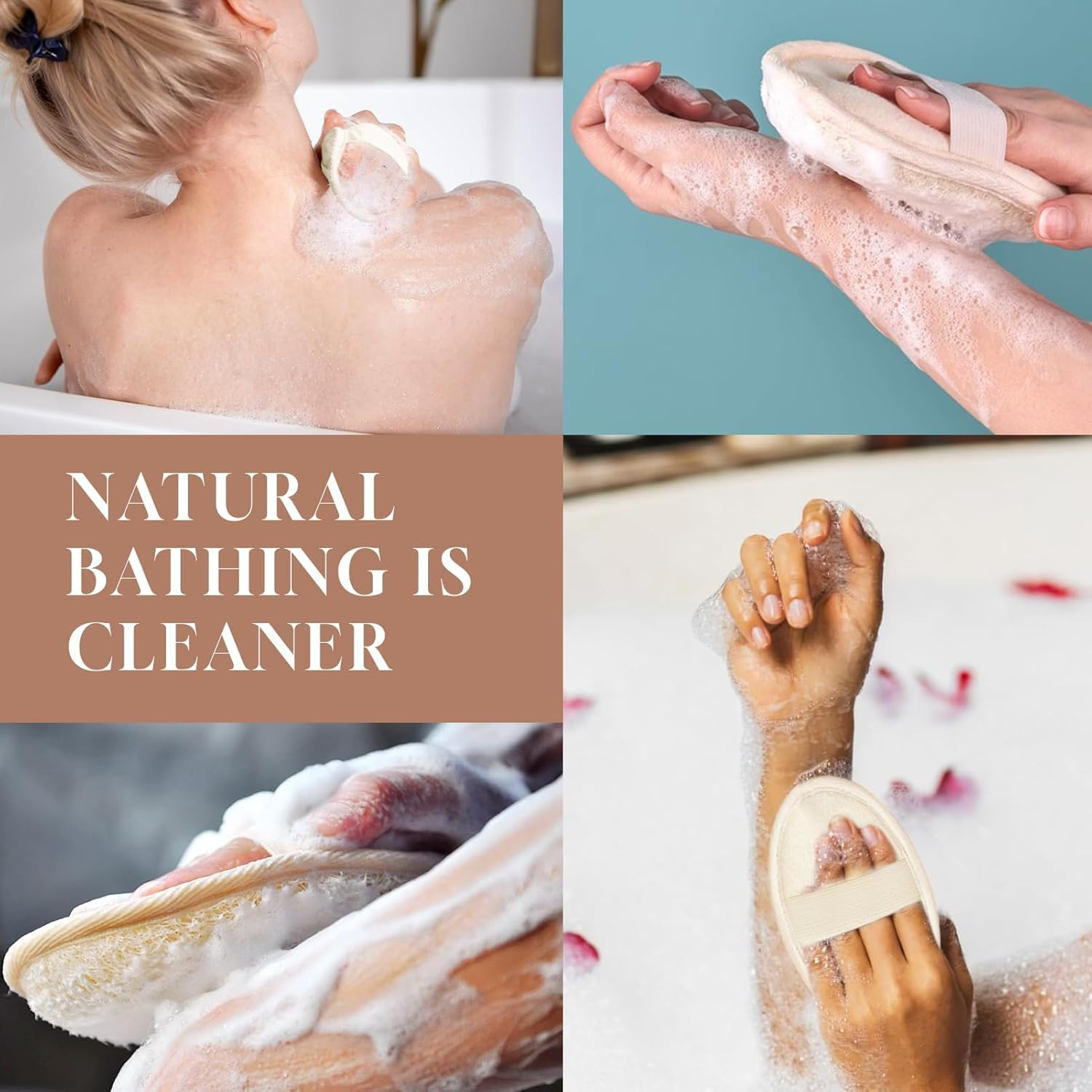 2 Counts 1 Pack Soft Loofah Pad for Body Exfoliation Shower Luffa Sponge, Gentle Thai Loofah Fibers, Prevents Ingrown Hairs, Suitable for Sensitive Skin, Eco Friendly, Spa Grade Exfoliation at Home