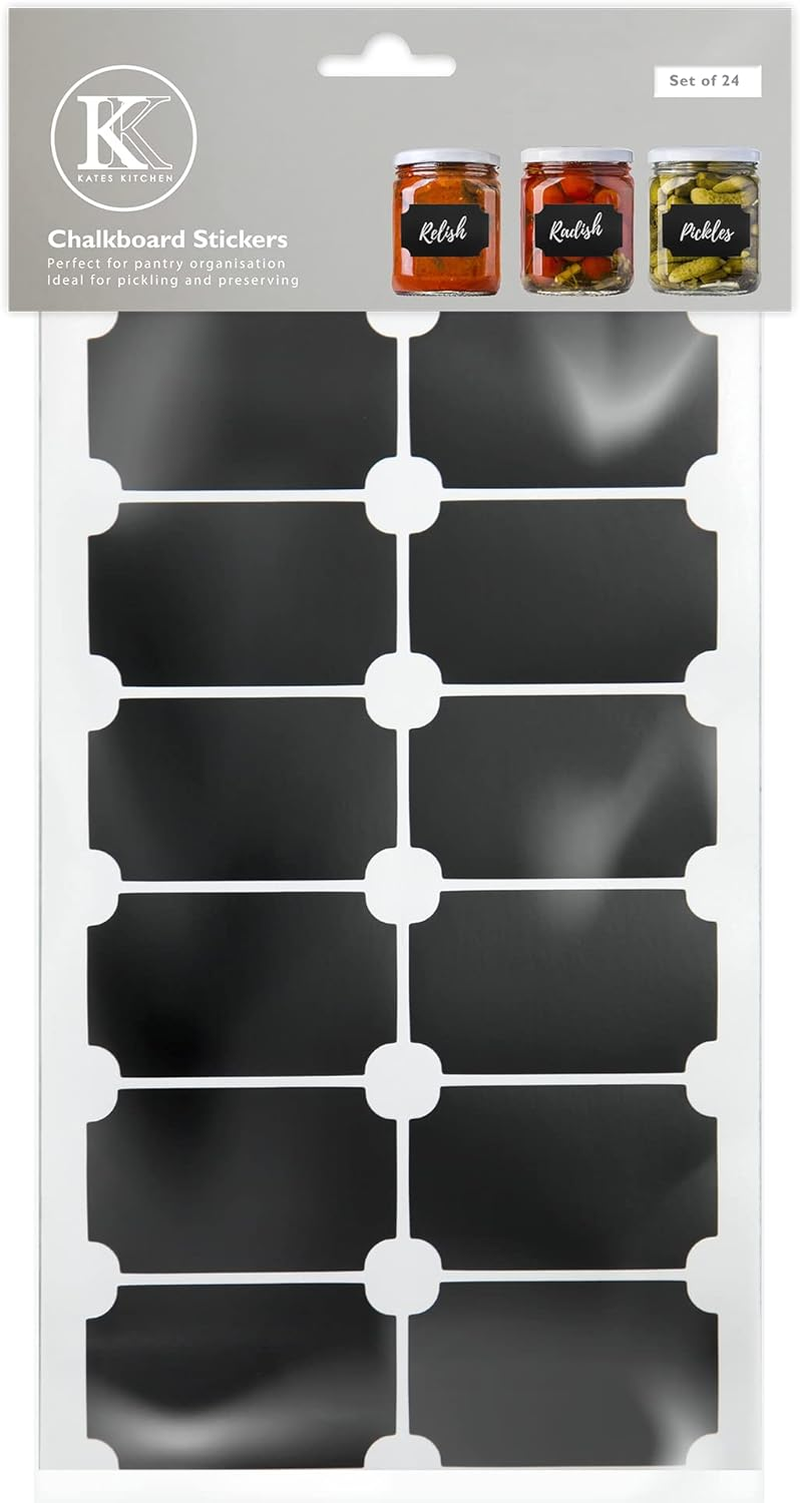 Kate'S Kitchen Adhesive Chalkboard Jar Labels - 24 Pack Reusable, Writable Labels for Food Storage & Organisation image number 1