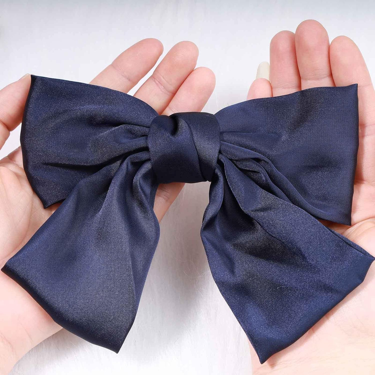 Blue Satin Hair Bow for Women, One Size Hair Clip for Daily Wear and Special Occasions by Unron - Red image number 6