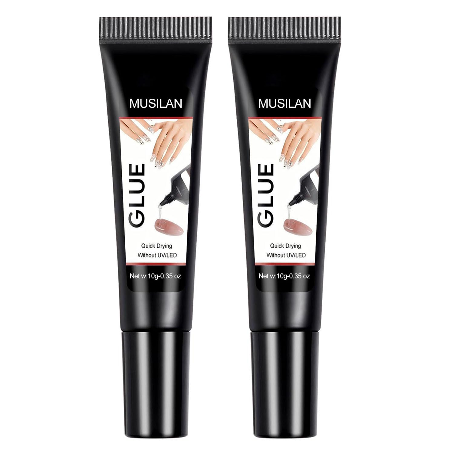 MUSILAN 2PCS Semi Solid Nail Glue, New Super Strong Solid Nail Glue for Acrylic Nails Press Ons Nails Quick Drying No UV Light Long Lasting for Acrylic Fake Nail Tips Chip-Resistant & Longwear Formula image number 1