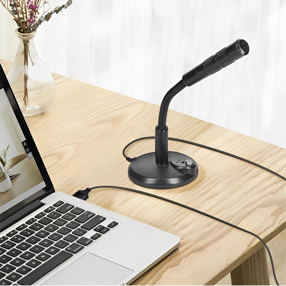 USB Computer Microphone with Mute Button, Desktop PC Condenser Mic Plug and Play with LED Indicator 360 Degree Rotation for Streaming Podcasting Vocal Recording Dictation Laptop Gaming Work Meeting image number 5