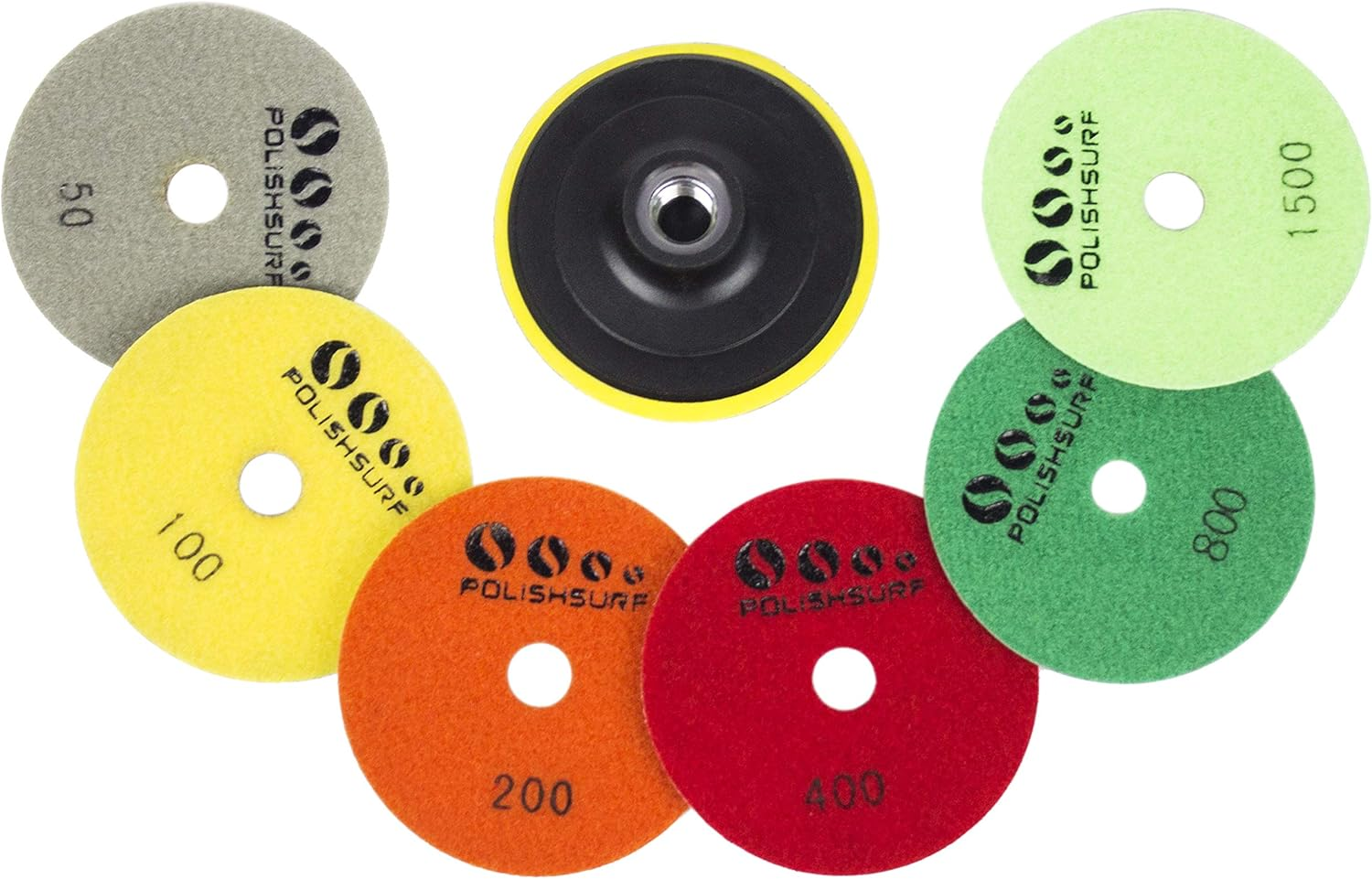 POLISHSURF Diamond Polishing Pads 4 Inch Wet Dry Set 7 Pieces for Concrete Marble Quartz Stone Countertop Granite Polishing - By image number 4