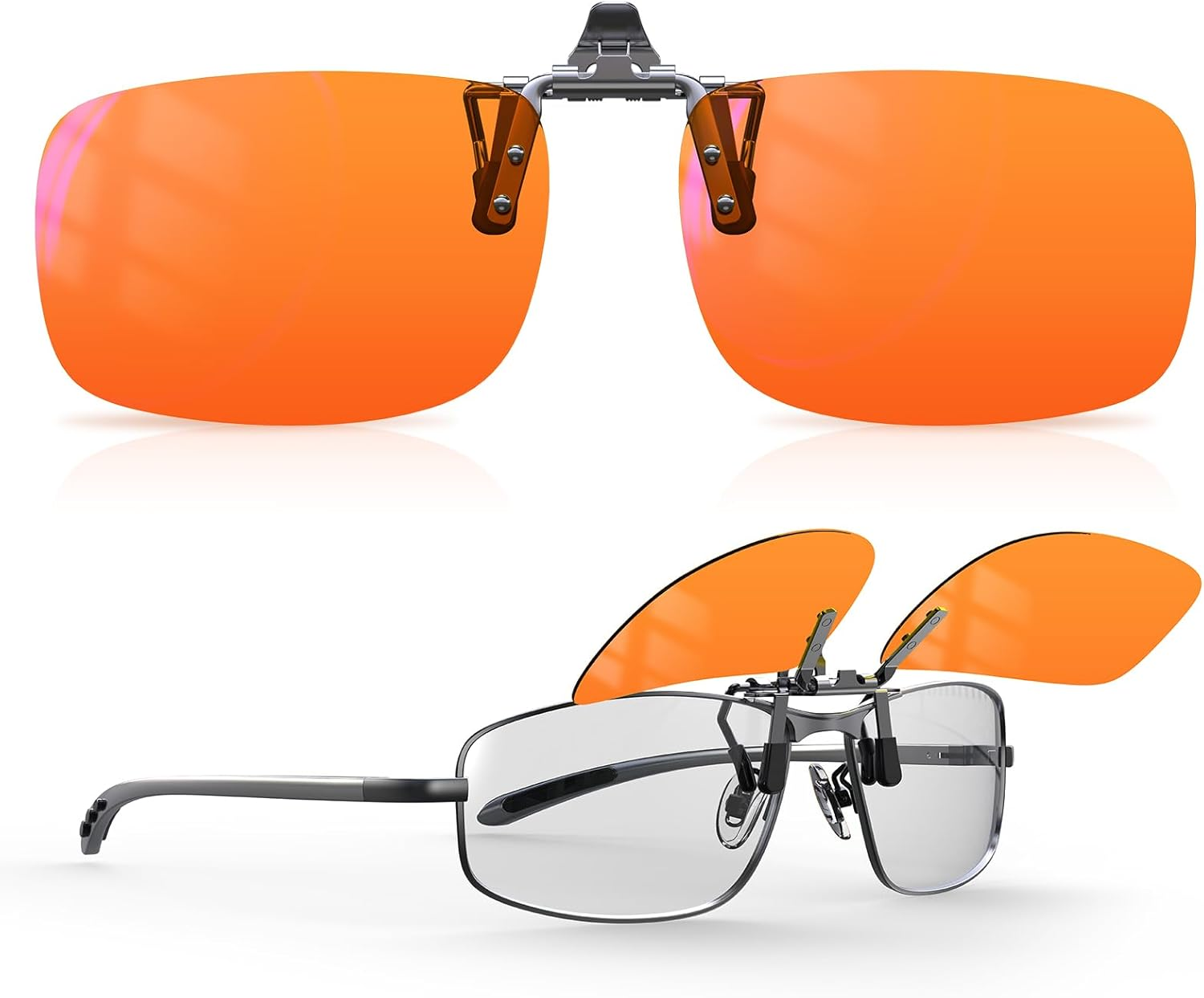 Goiteia Orange Blue Light Blocking Glasses Clip on for Migraine-Gaming Glasses for Eyes Strain/Light Sensitive-Help to Sleep, Orange/Relieve Headaches&Migraines, Medium