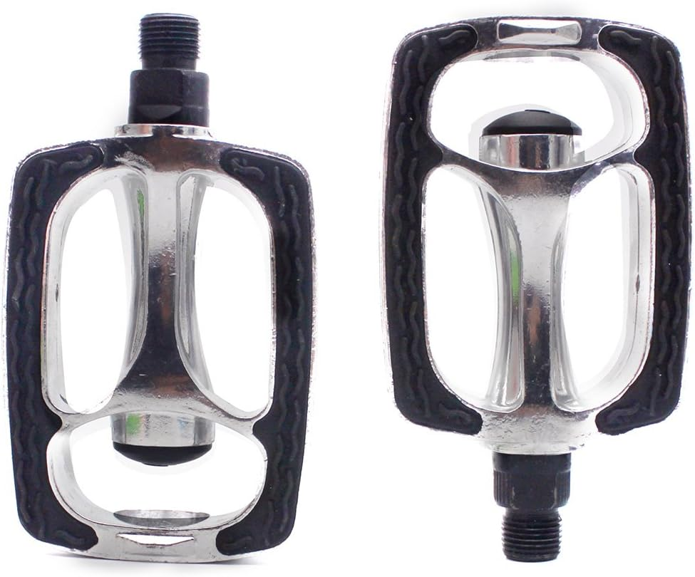 DRBIKE Bike Pedals with Toe Clips/Cages and Straps, 9/16" Aluminum Alloy or PP Bicycle Pedals for Exercise Bike Spin Bike Mountain Bike, 1 Pair image number 1