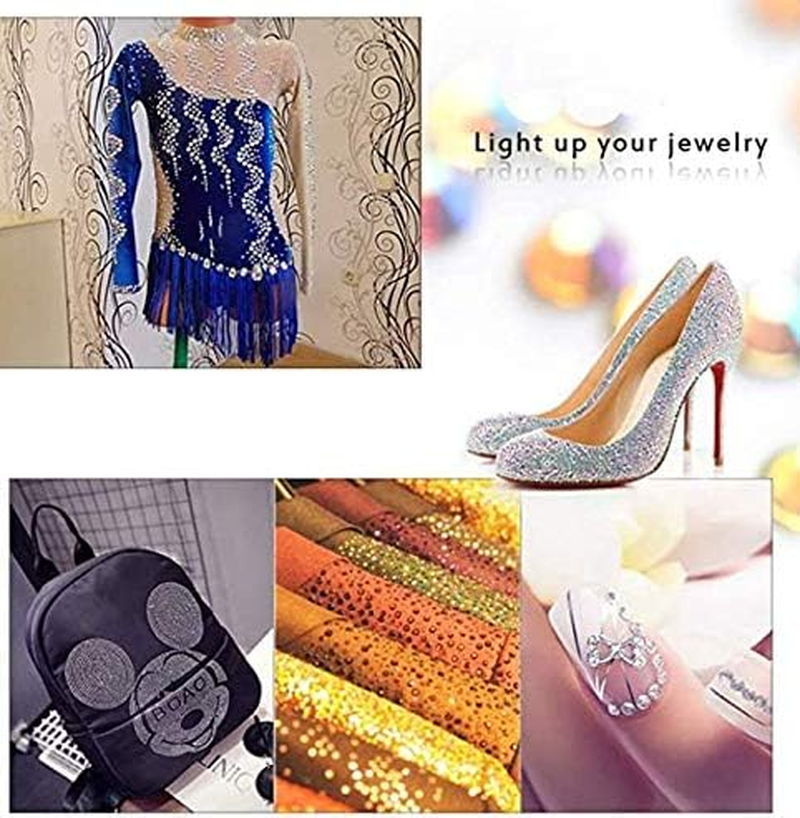 KDDOM 1440 Pieces SS6 Crystal Flat Back Brilliant round Rhinestones Glass Stones Glitter Gems Transparent Faux Diamond (Crystal AB, 2.0MM) image number 2