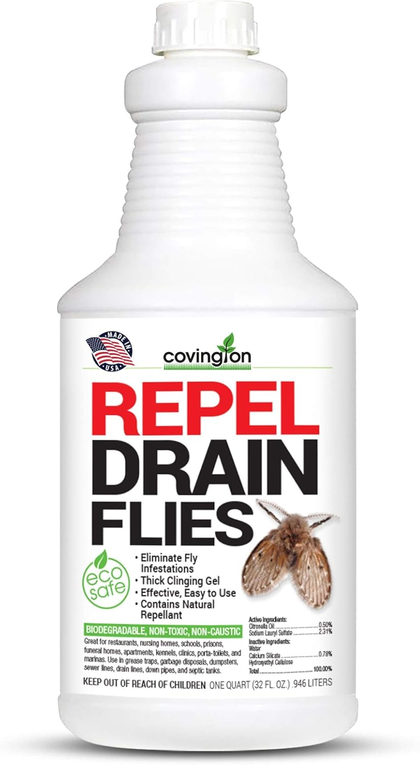 Covington Drain Fly Killer, Natural Fruit Fly Treatment, Eliminates Odor and Drain Flies for Kitchen and Bathroom Sinks, Say Bye to Pesky Drain Flies, Fruit Fly Killer, Odor Eliminating