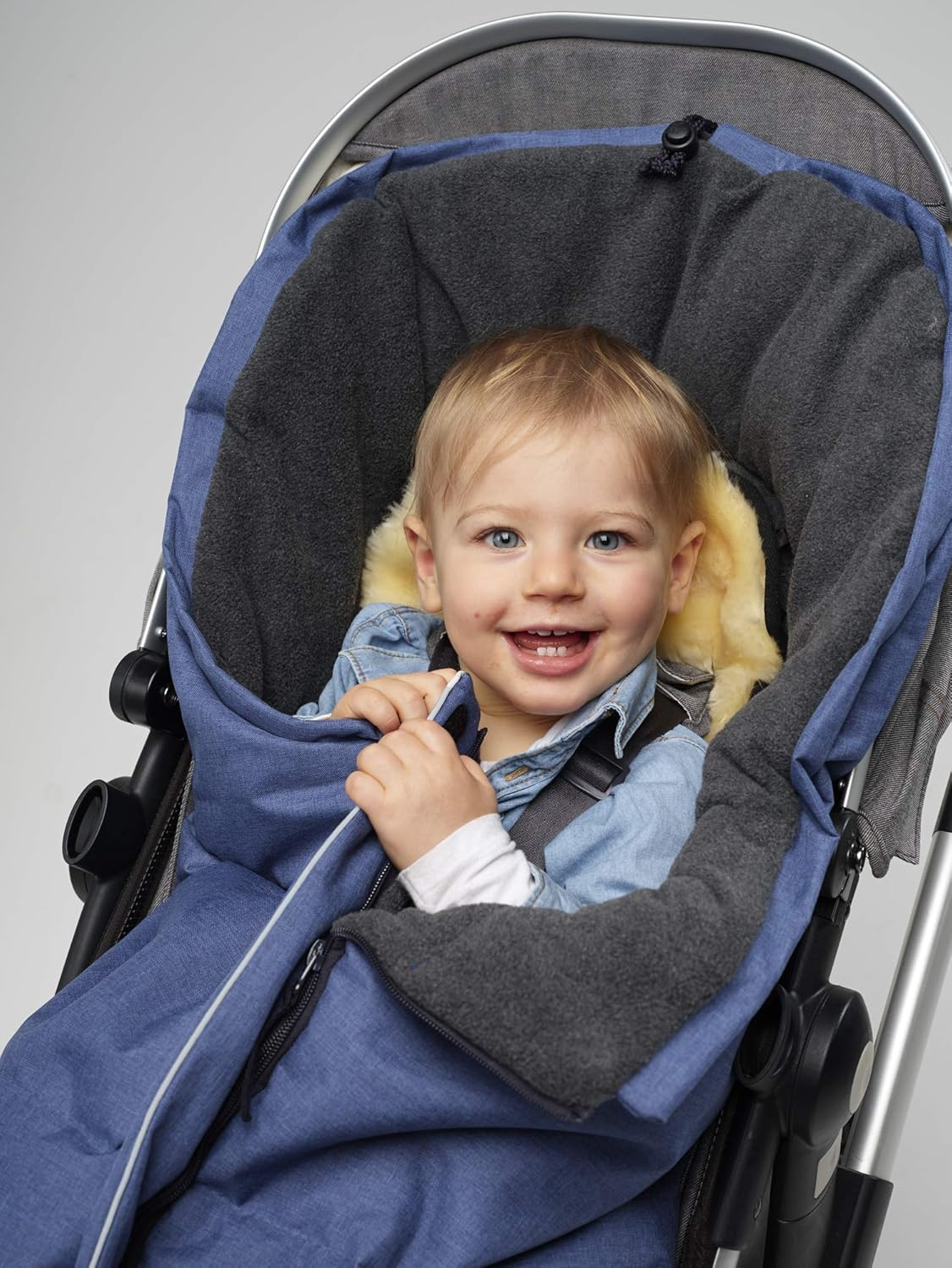 Universal Fit Fleece Footmuff (Linear Blue/Black) image number 6