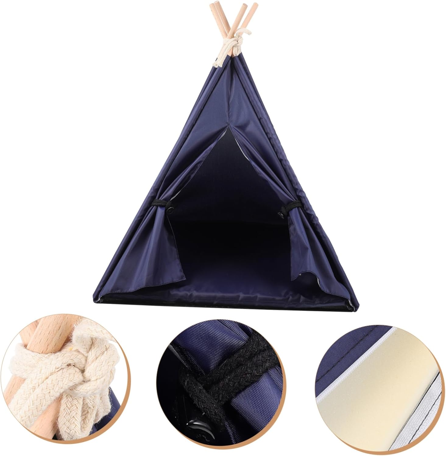 ROMISBABA Waterproof Pet Teepee Indoor Kennel Dog Tent Washable Oxford Cloth Cover Medium Small Dogs Cats Navy Blue for Home Use image number 5