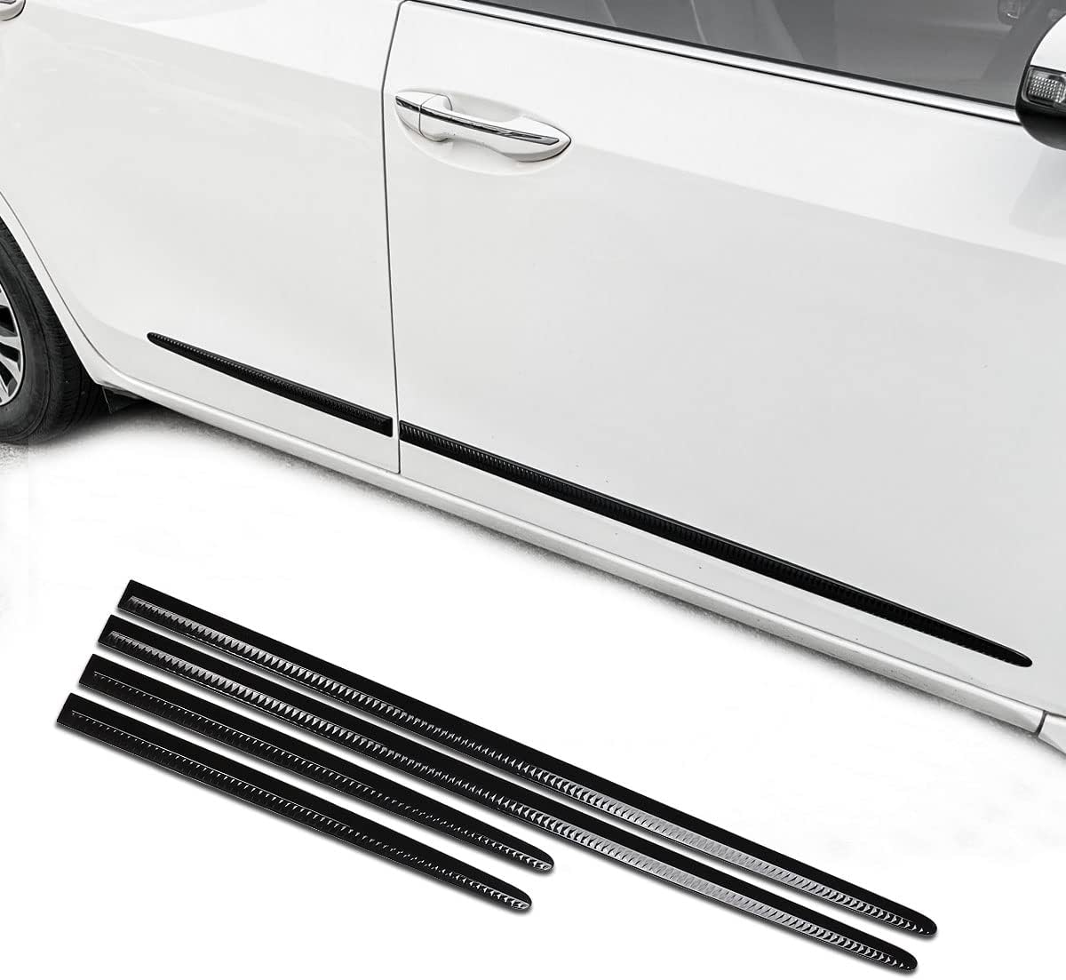 Xmuxhai 4PCS Dent Prevent Car Door Protector,Door Molding Trim Kit Strips,Universal Door Protector Automotive Molding Trim,Prevents Dents Scratches,Bright (Black) image number 5