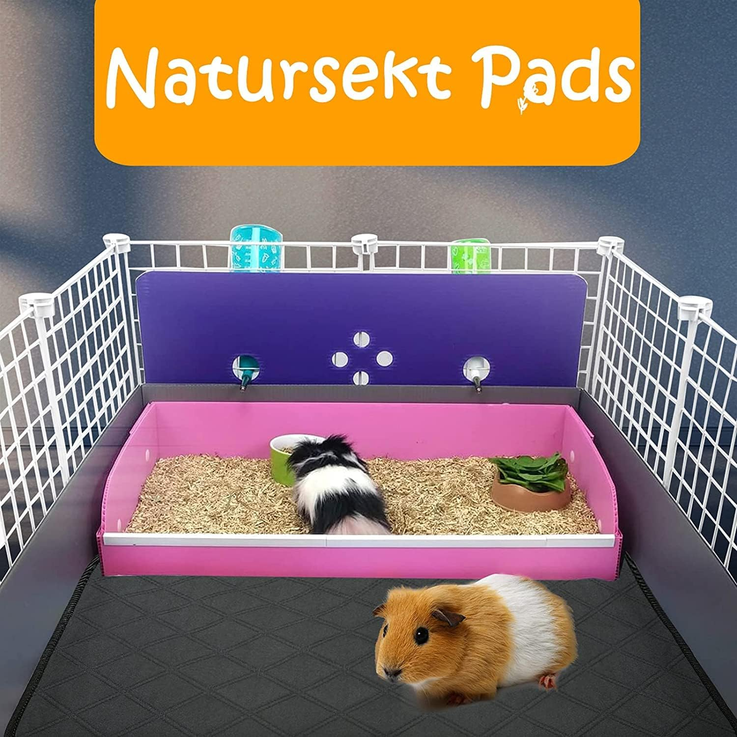 PIPI Pads for Guinea Pigs Cage Inserts 2 Pack Washable Guinea Pig PIPI Pads Waterproof Non-Slip Guinea Pig Bedding Super Absorbent Pee Pad for Small Animals image number 1