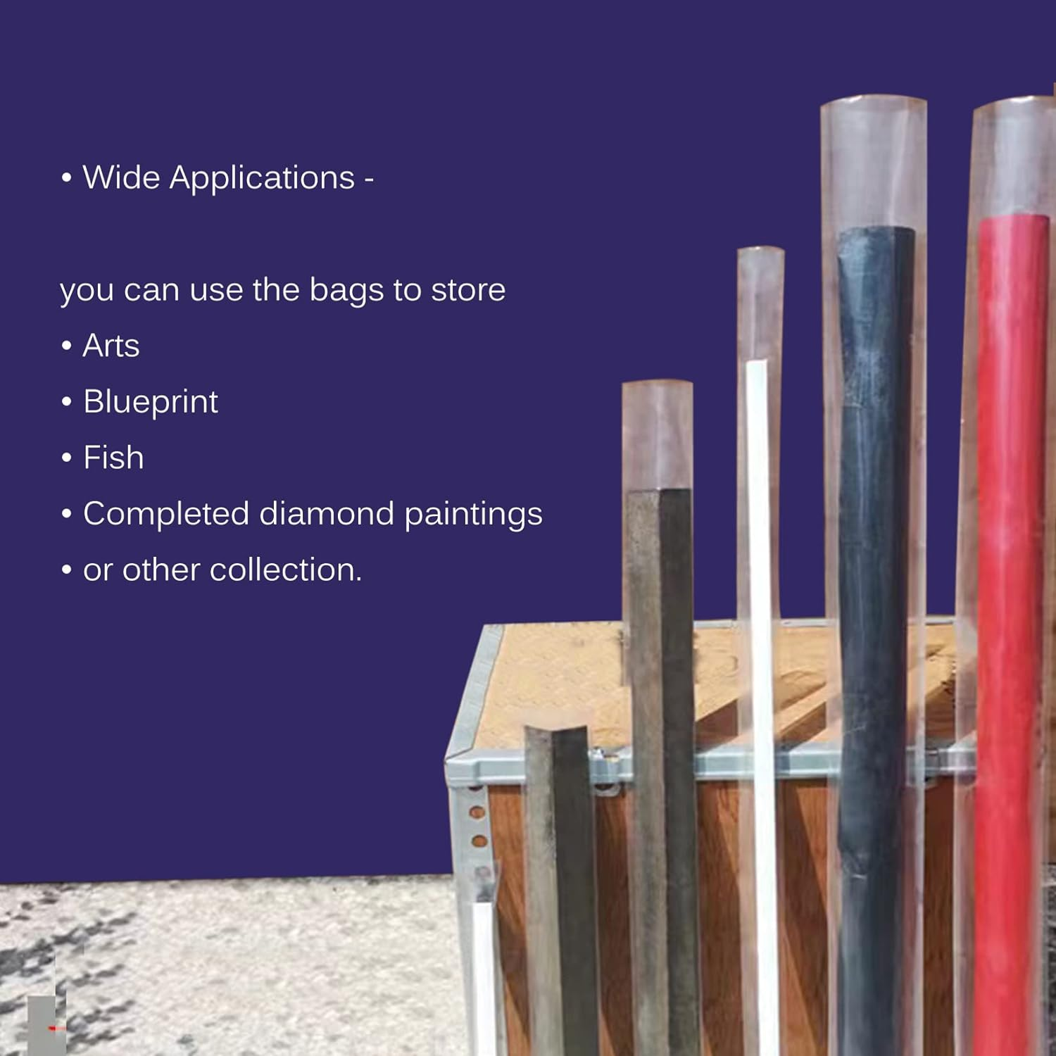 Long Plastic Sleeves 6X50 Inch 50 Pack Poster Poly Bags, 2 Mil Clear Flat Open Blueprint Storage Poster Tube for Large Narrow Items, Waterproof