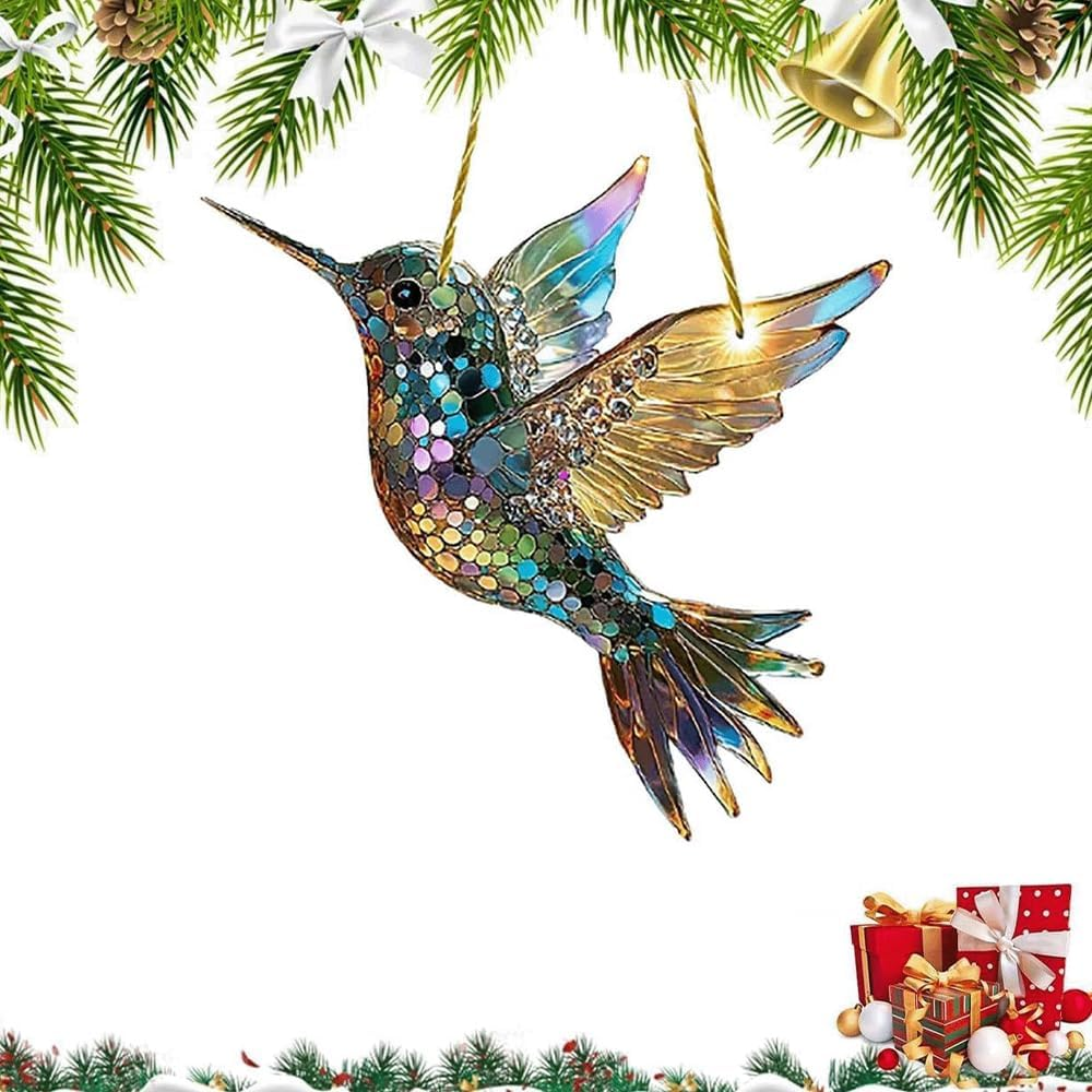 2Pcs Colorful Spirit Birds Window Hanging Ornament,Hummingbird Suncatchers for Windows & Indoor Decor,Acrylic Birds, Colorful Bird Sun Catchers,Christmas Decoration