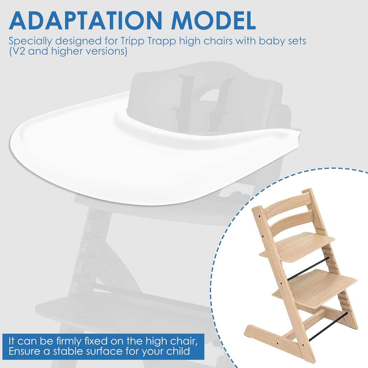 Rdjeokf High Chair Tray, Easy to Use Baby Tray, Safe Fitting High Chair Replacement Trays, with Suction, Made from Food Safe Plastic, for Babies and Toddlers image number 6