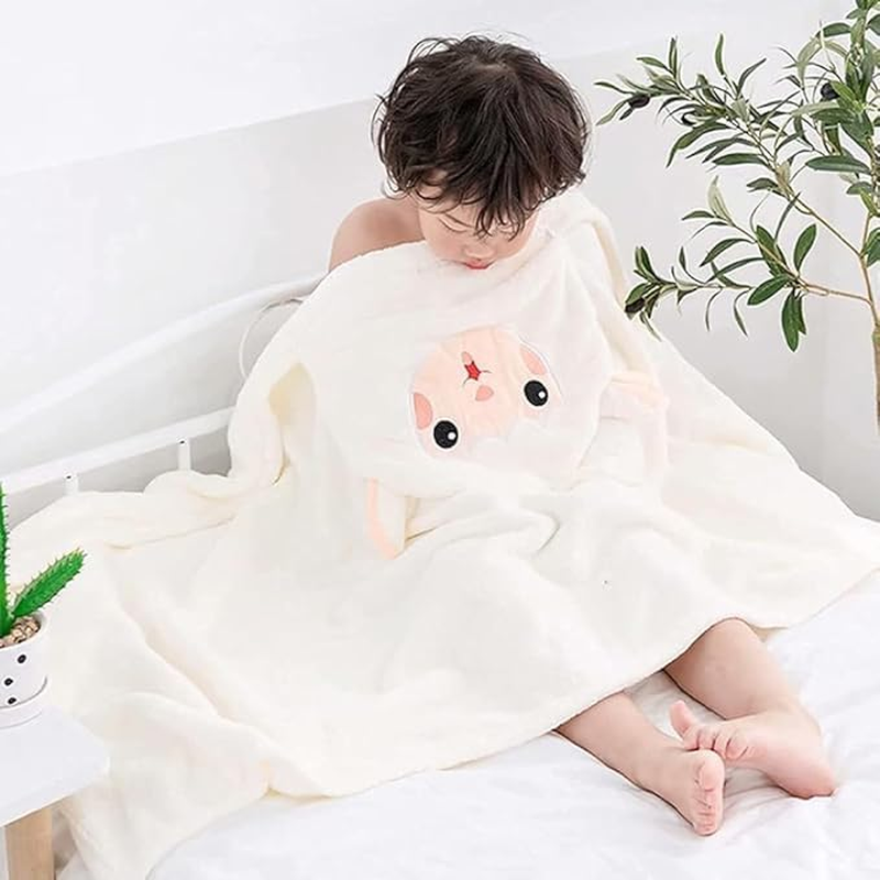 Baby Hooded Bath Towel, Velvet Bath Towels Bathrobe Premium Natural Microfiber Ultra Soft Super Absorbent, Rabbit Design, Newborn Essential- Gift image number 1