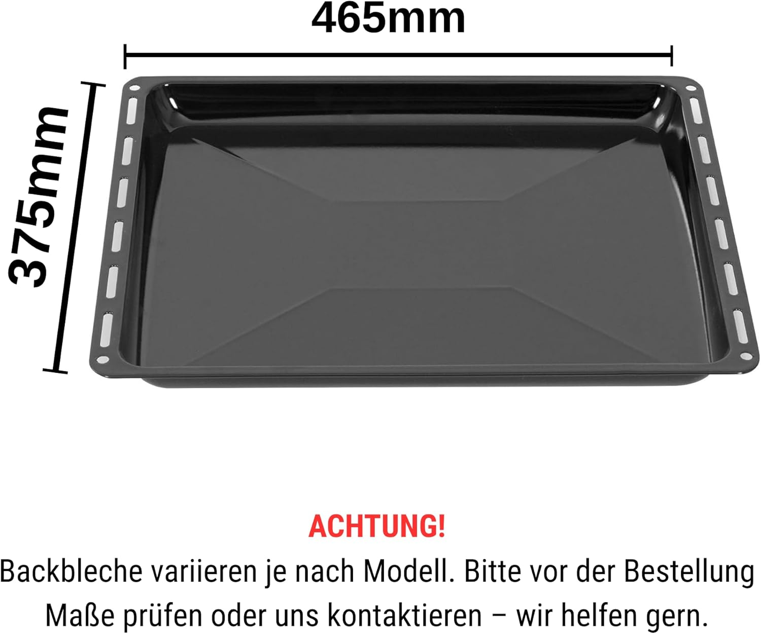 ICQN Baking Trays & Grid Mm Set 465 X 370 X 30 Mm, Enamelled Grease Pan, Chrome-Plated Oven Rack and Enamel Baking Tray for Oven and Hob, Grid 465 X 375 Mm, Black image number 6