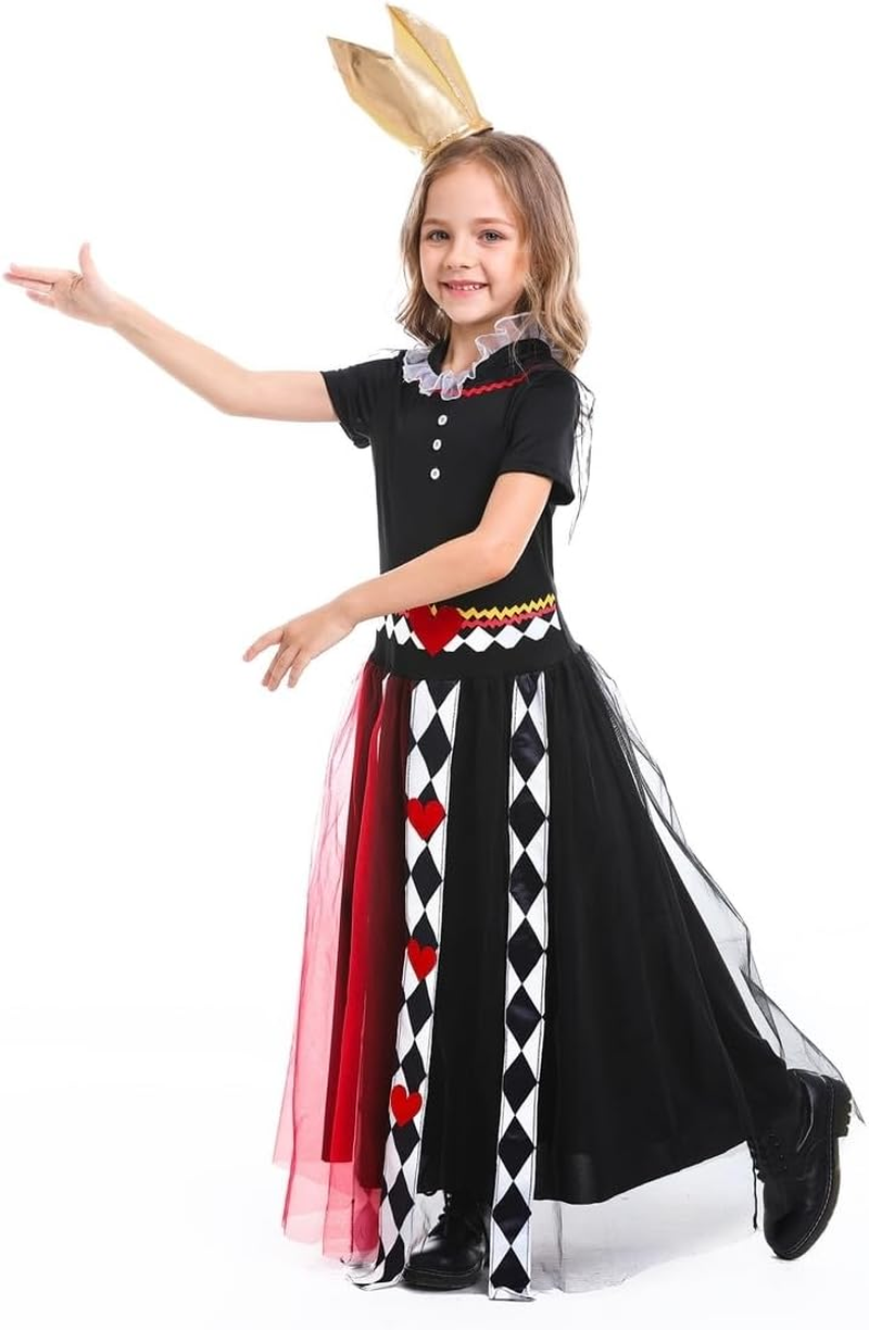 Costume Bay Girls Queen of Hearts Alice in Adventure Book Week Cosplay Party Costume Enchanted Kids Dress Themed Costume Imaginative Play Royal Birthday Girls image number 2