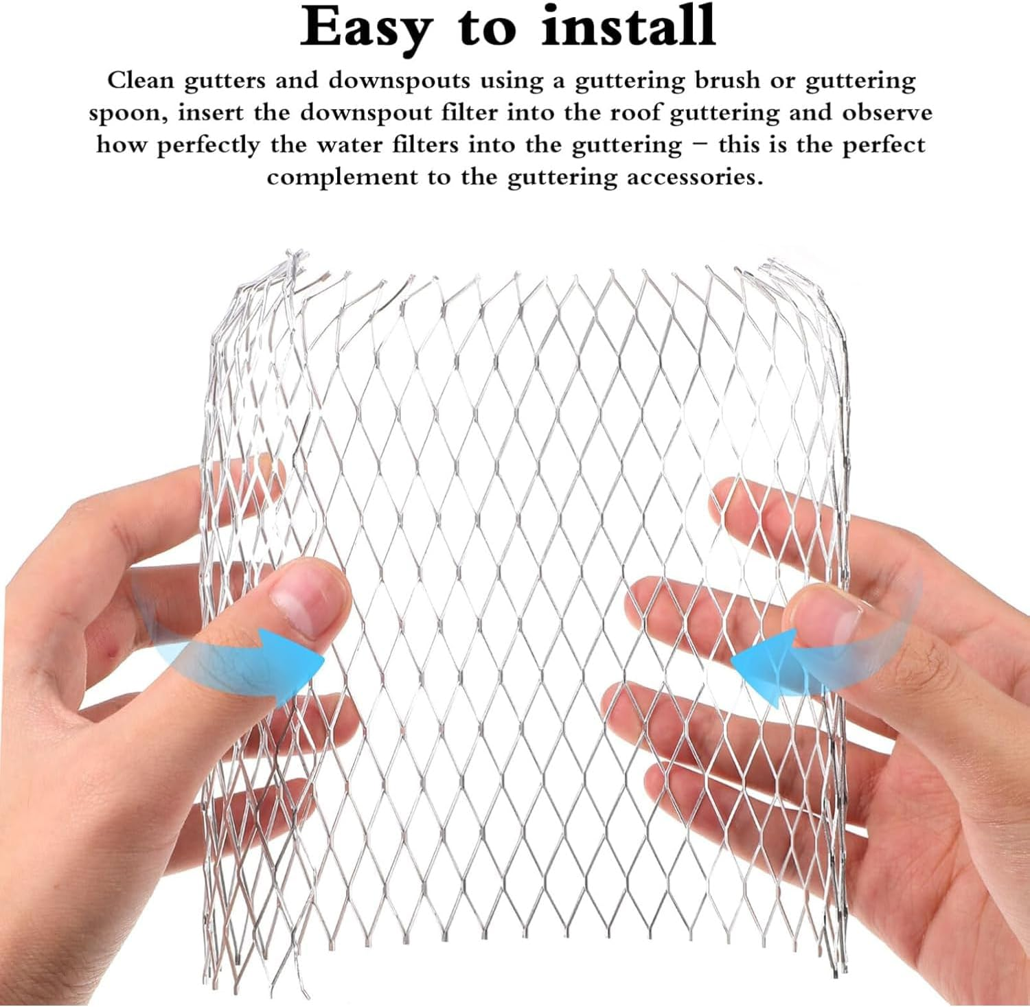 Yharnamite 4 Pcs Gutter Guard, Downspouts Gutter Guards, Aluminum Gutter Guard Filter Strainer, Expandable Leaf Filter Strainer Gutter for Preventing Leaves Debris Blockag (B)