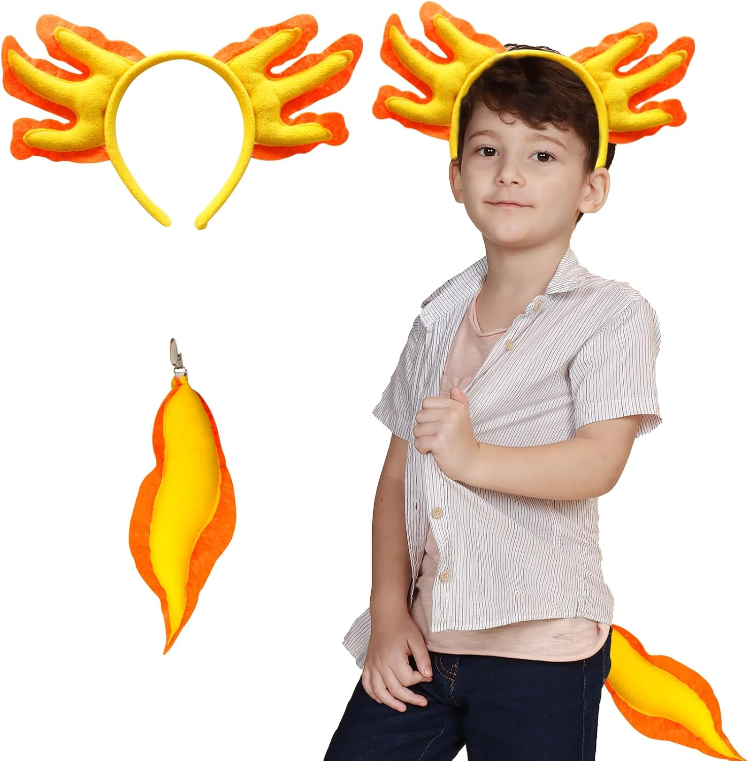 Axolotl Plush, Axolotl Stuffed Toys for Girls, Kids Animal Costume Dress up Birthday Gifts Halloween Party Favors (Yellow)