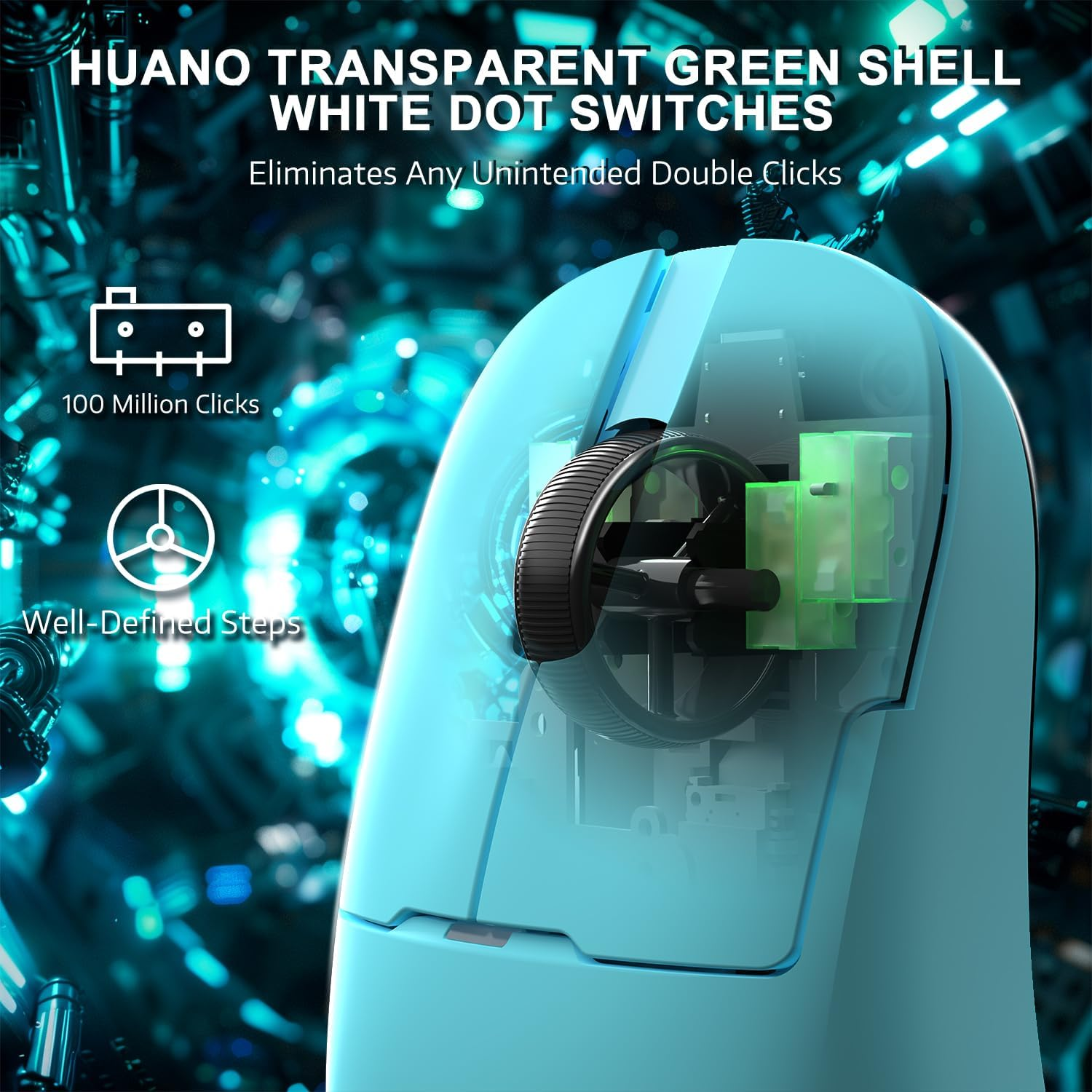 AJAZZ AJ159 APEX 8K Wireless Gaming Mouse, Magnetic Charging Dock with Screen, Pixart PAW3950 Sensor, up to 42000DPI, 56G Ultralight, 100 Million Clicks HUANO Switch, Tri-Mode Mouse, for Pc/Mac (Blue) - Berry Blue image number 4