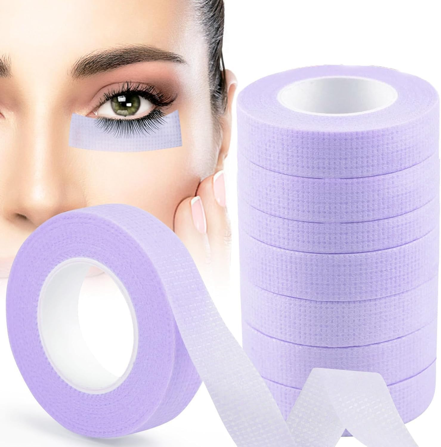 6 Rolls Lash Extension under Eye Tape EBANKU Breathable Fabric Eyelash Tape Micropore Adhesive Tape for Eyelashes Extension Supply Individual Eye Lashes Tools (Purple)