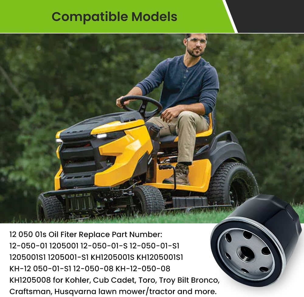 4 Pack 12 050 01 Oil Filter for Kohler 7000 Series Engine KH-12-050-01-S 12 050 01-S1 12-050-01-S 1205001S, Lawn Mower Oil Filter for Cub Cadet XT1 Compatible with Craftsman Troy Bilt Bronco image number 3